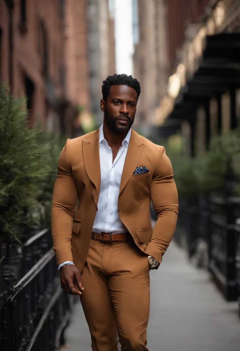 full head to toes picture of very a smart, different stylish and expensive masculine male fashion, 39 years old and very handsome and attractive masculine black guy, real serious attractive masculine facial expressions city new york