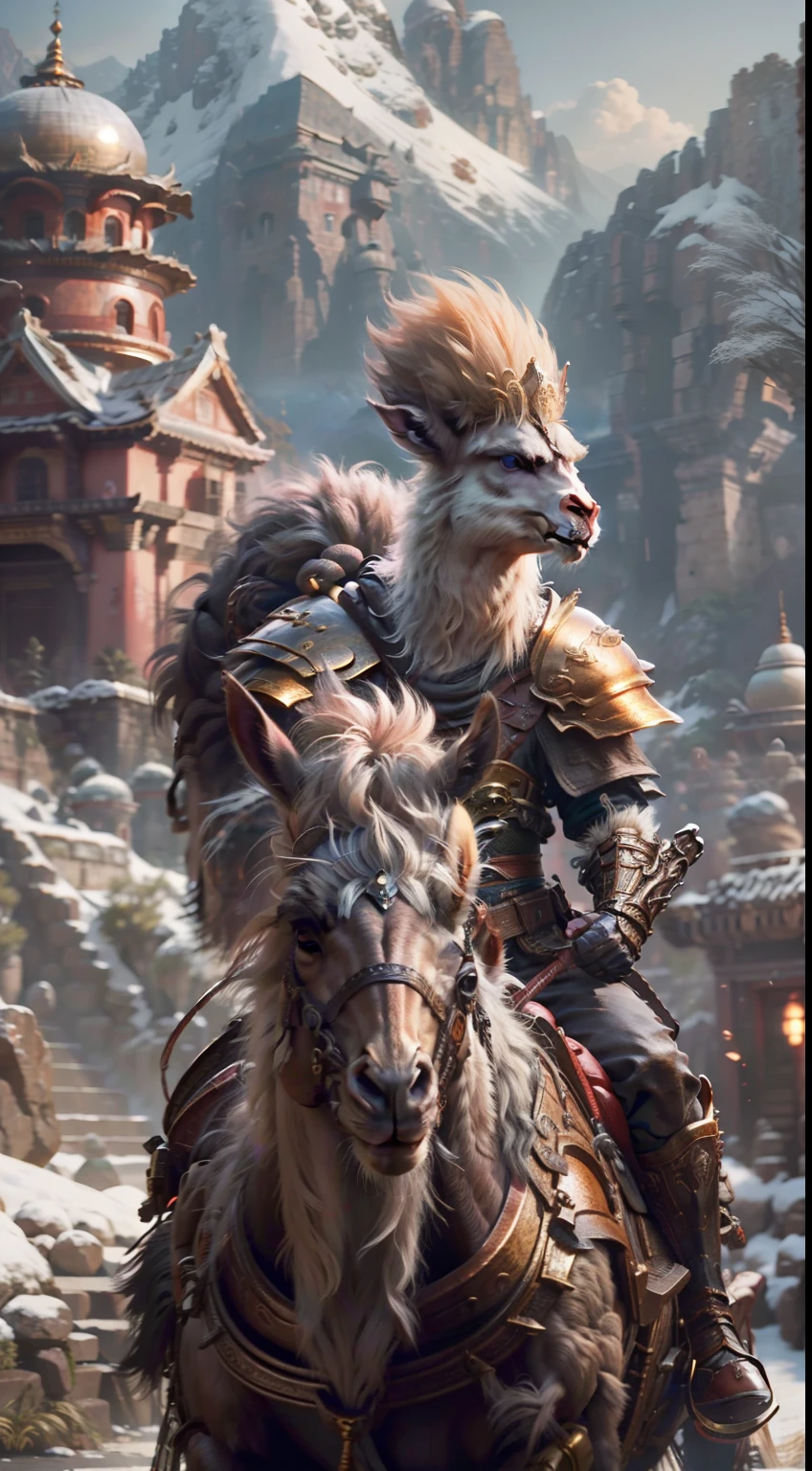 Alta calidad,La mejor calidad en el mejor de los casos,Realiy,super-realistic,Super details,tmasterpiece,A high resolution,8k,muy realista,Epic Fantasy Art Style HD,Dark fantasy art style, Male male male Xiuxian anthropomorphic,Armadura de escamas doradas, Armadura de llama,Ojos dorados de ojos de fuego Brillante y valiente,Un primer plano de un hombre mono macho sosteniendo un garrote dorado y antropomorfismo, Armadura antigua oriental, llama, Garrote de Oro,Nubes de llamas bajo tus pies,epic fantasy digital art style, Rey Mono,Rey Mono, llama,Encaramado en la cima de la antigua ciudad del Este, The Monkey King investigates the sprawling Forbidden City below. Garrote de Oro,Gold Stick and retractable technological weapons shone. En una pose llamativa, Parece listo para actuar, Leyendas antiguas,journey to the west人物, Great location,Vistas de la tierra, (Vibrante resplandor dorado:1.5), (Pintura digital:1.25), (4k:1.2). Medio ambiente: Panoramic view of a city,