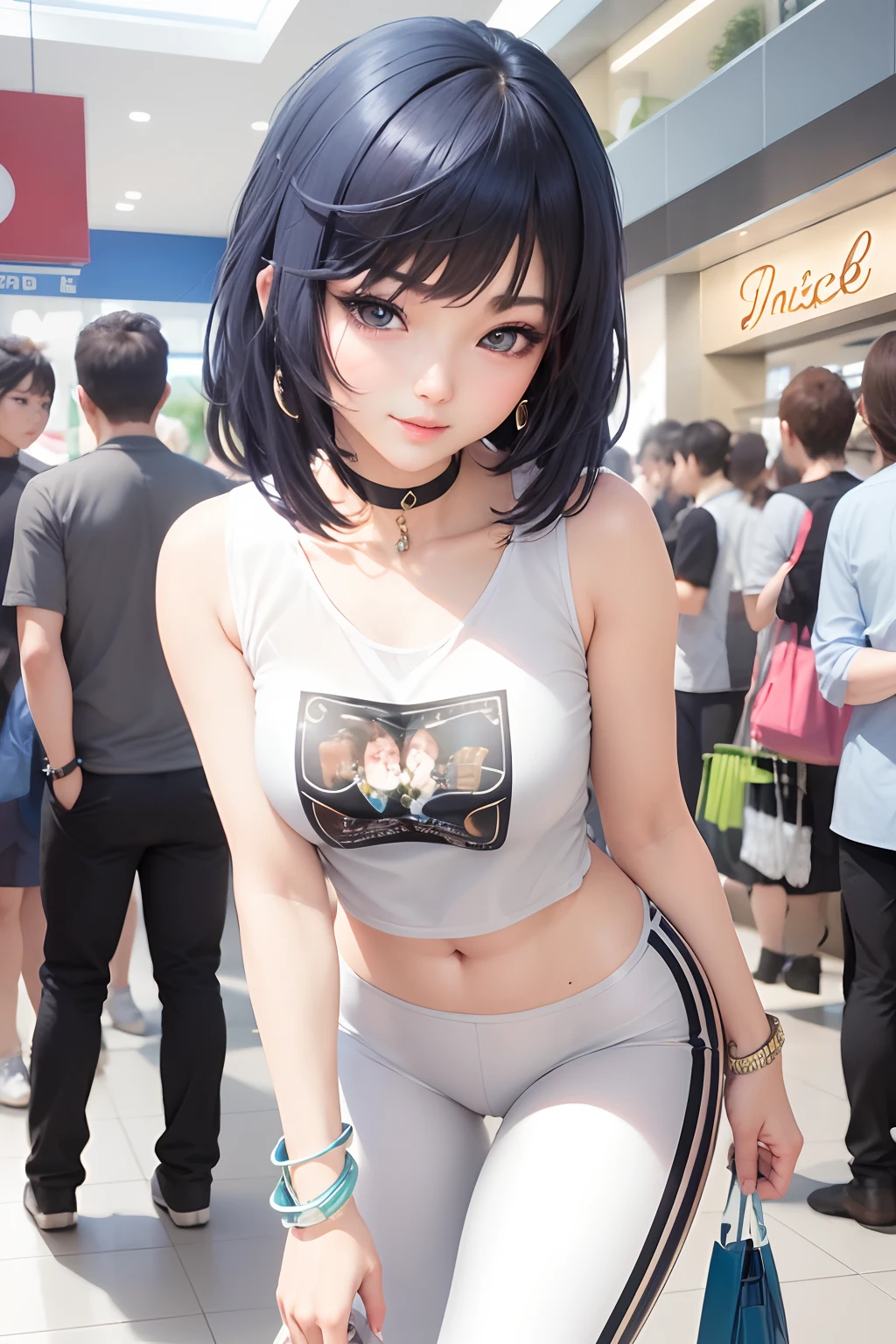 (masutepiece: 1.3), (max resolution: 1.2), (Ultra HDTV: 1.2), cinematric light,  Detailed eyes and skin, detailed facial features, Resolution in 8K, Perfect Style, Beautiful face, acurate, Anatomically correct, Highly detailed facial and skin texture, Detailed eyes, 二重まぶた, tthin eyebrows, Glitter Eyeliner: 1.2, Natural cheeks, shinny skin, Fair skin: 1.2, Shiny little necklace, (Glossy lips: 1.4), (State-of-the-art clothing:1.2)、 (mischievous look: 1.2),Little Devil Woman , Highly detailed facial and skin texture, Detailed eyes, large shiny earrings, shiny lips: 1.4,Exposed cleavage，Full-body angle of view，Beautiful eyes， long, A sexy，Have sex appeal，Dynamic angle of view，Pose Seductive，Physical beauty，long legged，beauty legs，Thin leg。