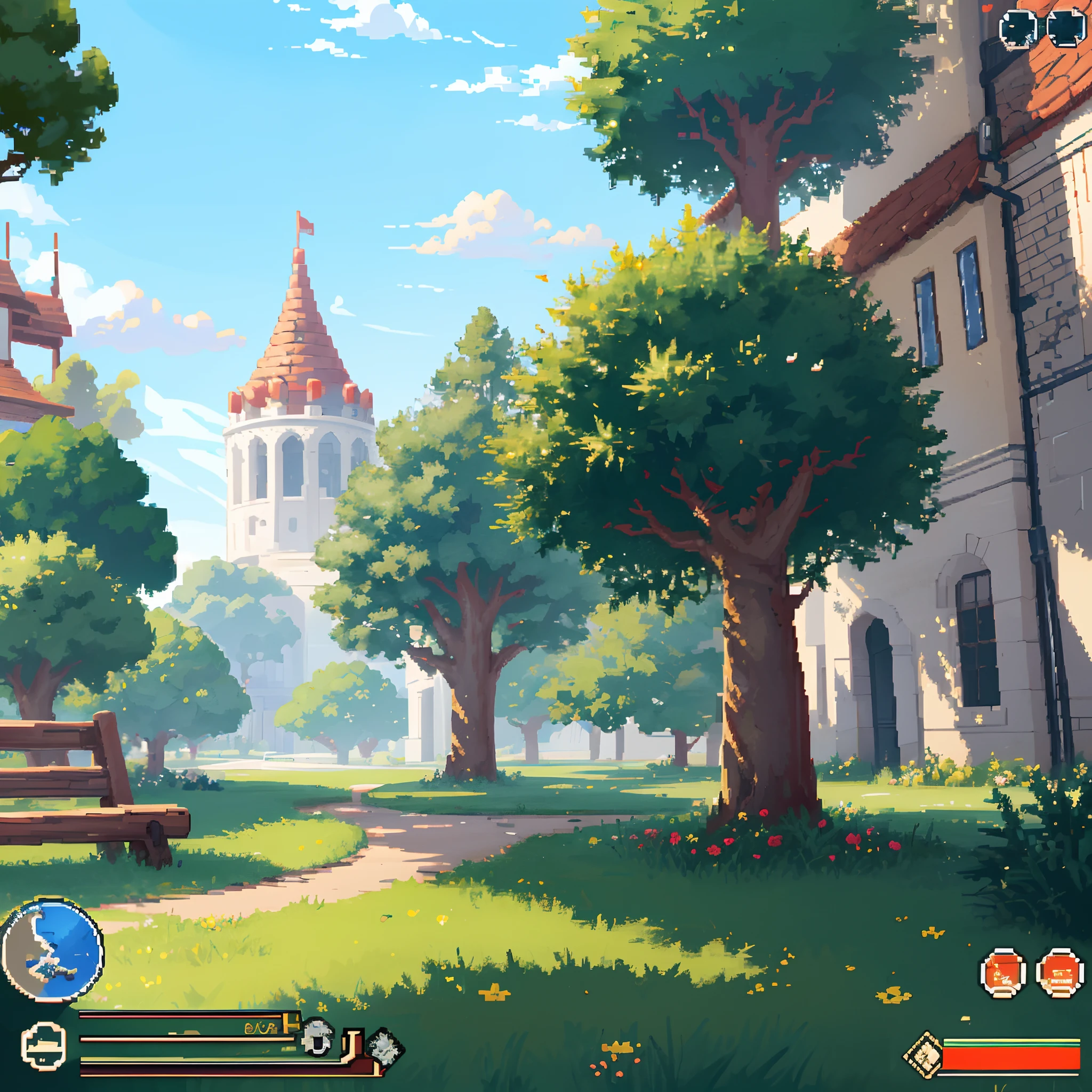 there are a lot of different items that are in this picture, pixel art inspired by Luigi Kasimir, trending on polycount, pixel art, tileset, tileset asset store, video game assets, 2d texture, 2 d texture, game assets, flying trees and park items, 2 d game assets, no textures, videogame asset, perfectly tileable