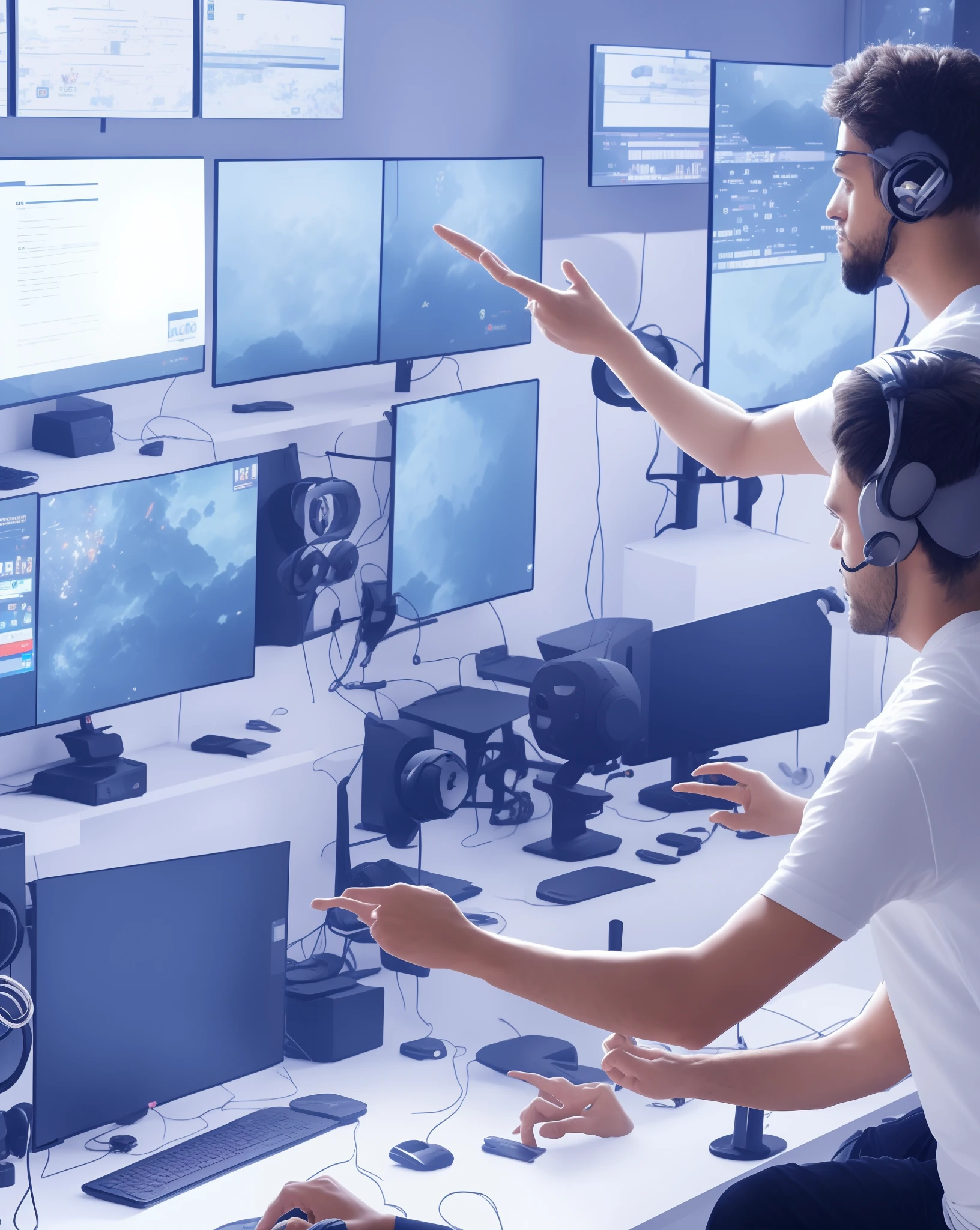 Hacker talking with a mic on his gaming room