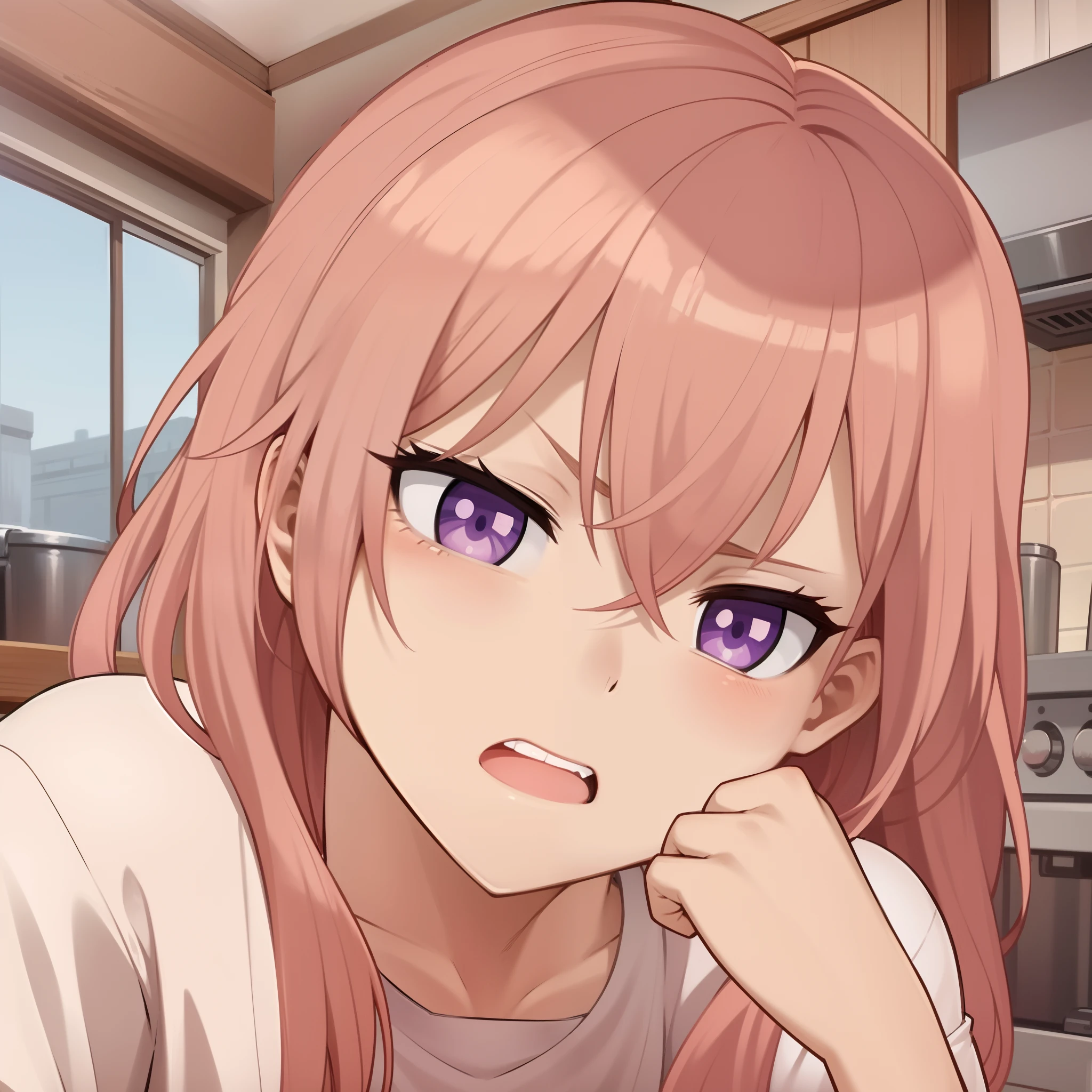 score_9,score_8_up,score_7_up,masterpiece,best quality, source anime, photorealistic, hyperrealistic, 8k,photo,raw,super detailed, extreme detailed, rating_explicit,
1girl, lying, on back, on table, 1man, hetero, (reverse fellatio),
BREAK girl, shouko nishimiya, 18yo, long hair, pink brown hair, bangs between eyes, brown eyes, (large breasts:0.9),
shiny hair, beautiful detailed eyes, beautiful face,
BREAK naked apron,
embarrassed, blush, surprised eyes, tears,
kitchen