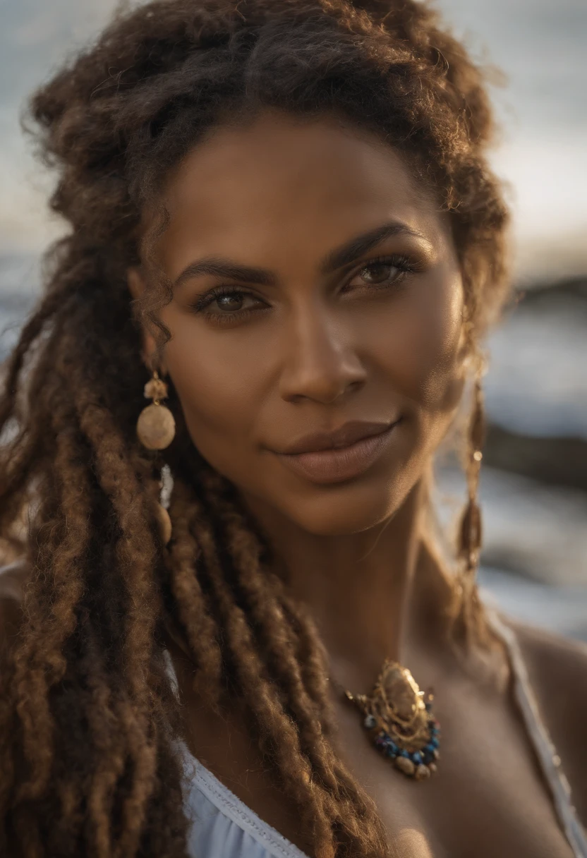 Mulher negra 29 anos, cabelo goddes braids