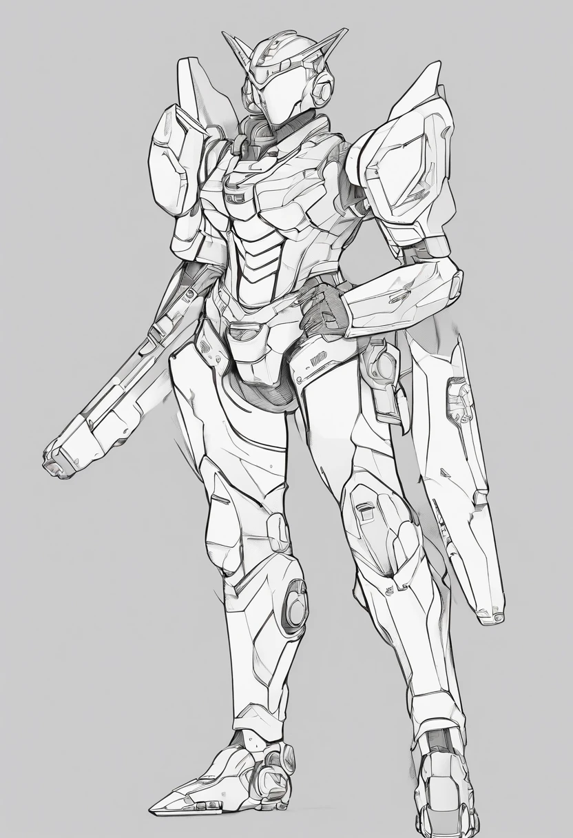 anime style, femboy wearing a lightly armoured body suit, sci-fi themes, chest armour, gundam, best quality, arte oficial, Sketch line diagram, eye green, front view, back view, and side view of character, long hair