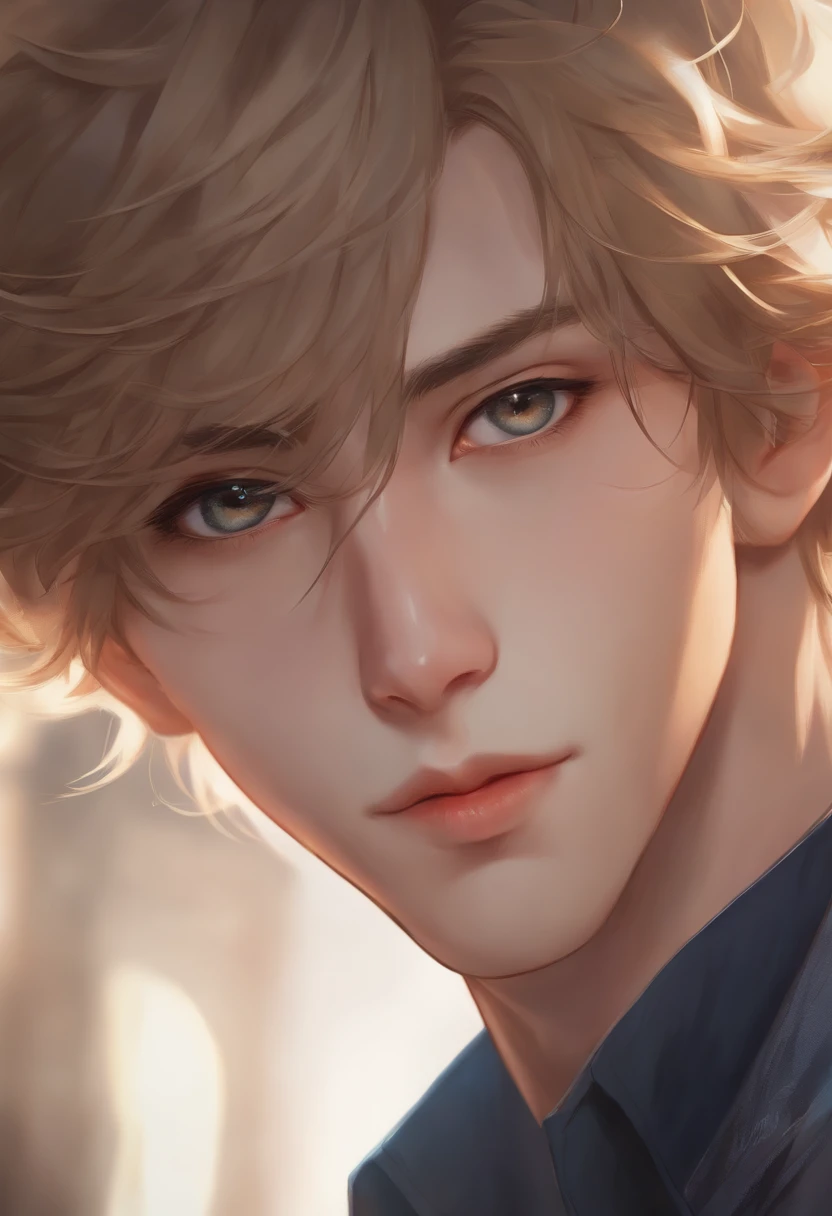 Closeup front face portrait of a 21-year-old white male with strong expressions, soft smooth skin, big dreamy eyes, beautiful intricate, symmetrical colored medium hair, wide anime eyes, soft lighting, detailed face, by makoto shinkai, stanley artgerm lau, wlop, rossdraws, concept art, digital painting, resembling an brazilian, looking at camera