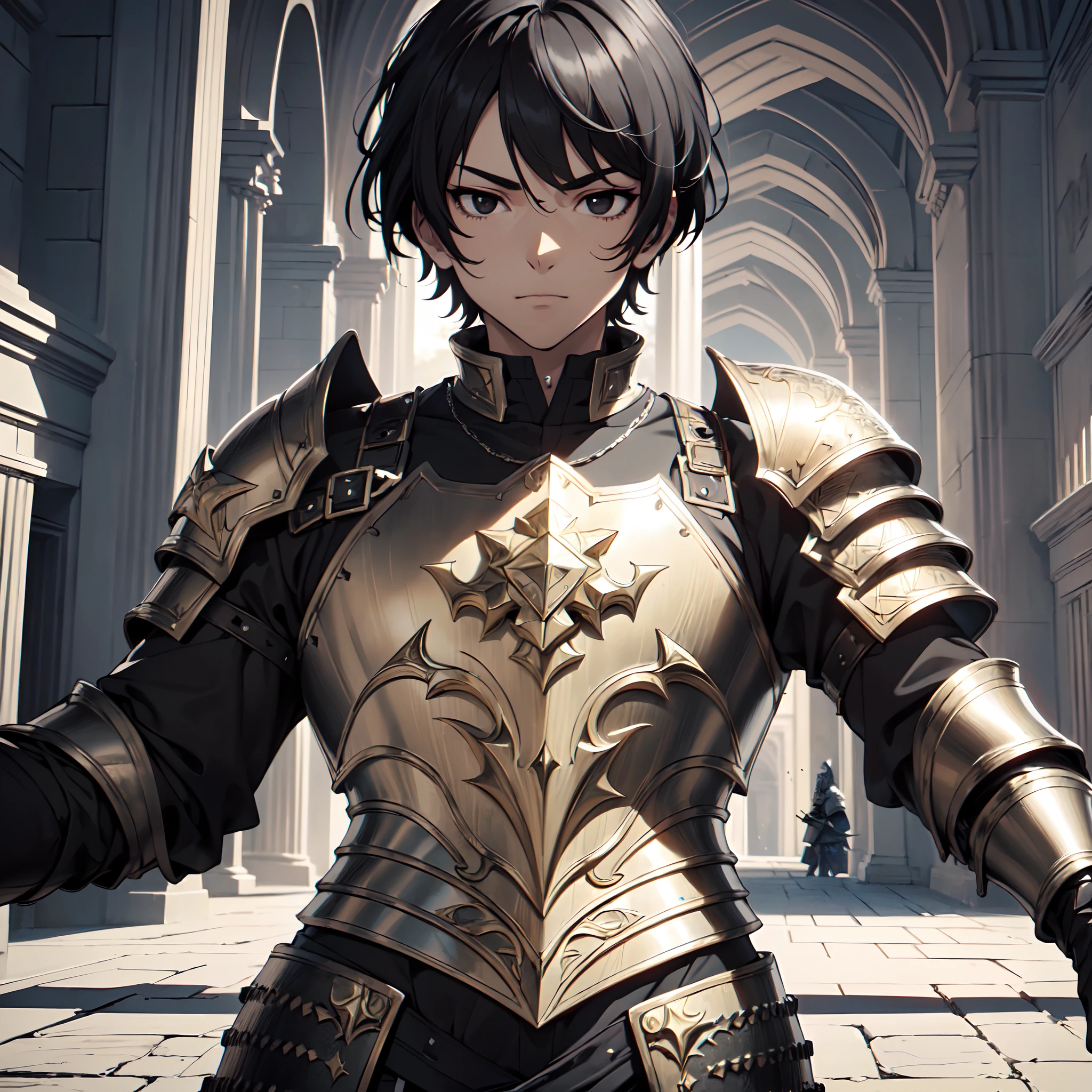128K Ultra High Definition,
128K Ultra High Quality,
128K Ultra High Resolution,
Best Definition,
Best Quality,
Best Resolution,
Perfectly Detailed,
Perfectly Designed,
Extremely Detailed,
Extremely Designed,
Hyper Detailed,
Hyper Definition,
Hyper Quality,
Hyper Resolution,
Masterpiece,
(((Anime))),
Body Shot,
(((Boy))),
Handsome,
Muscular Body,
(((Black Short Hair))),
(((Black Eyes))),
(((Hyper Detailed & Perfectly Designed Armor Plates))),
(((Hyper Detailed & Perfectly Designed Engraving Baron Armor))),
(((Inside Of Medieval Royal Palace Background Scenery))),