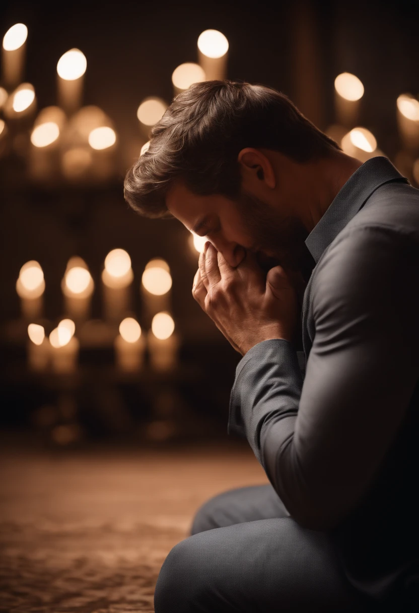 A person on his knees in prayer