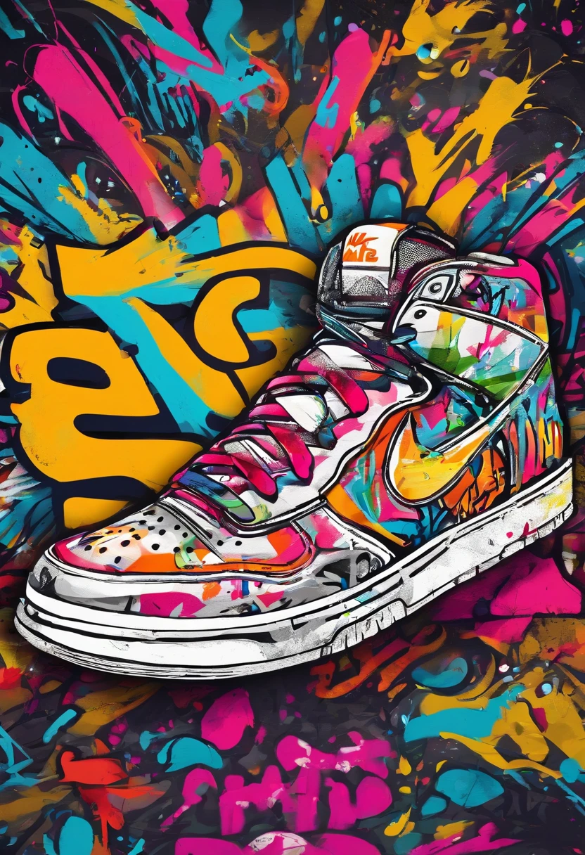 graffiti, sneakers nike, Full image, High resolution High contrast