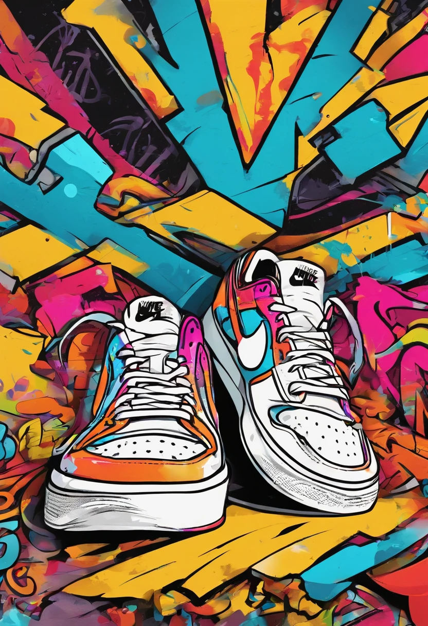 graffiti, sneakers nike, Full image, High resolution High contrast