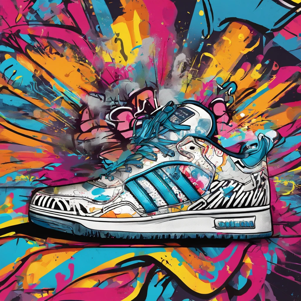 graffiti, sneakers adidas, Full image, High resolution High contrast