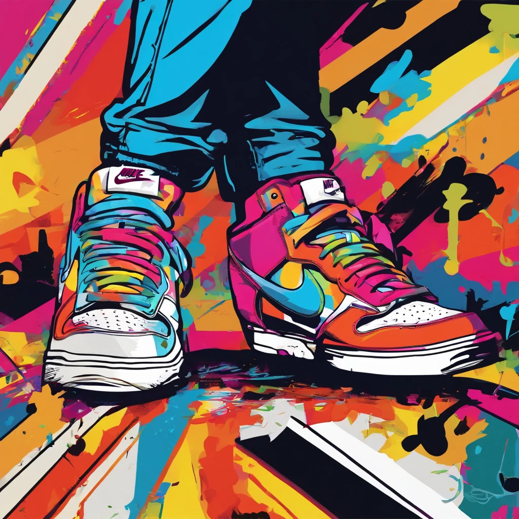graffiti, sneakers nike, Full image, High resolution High contrast