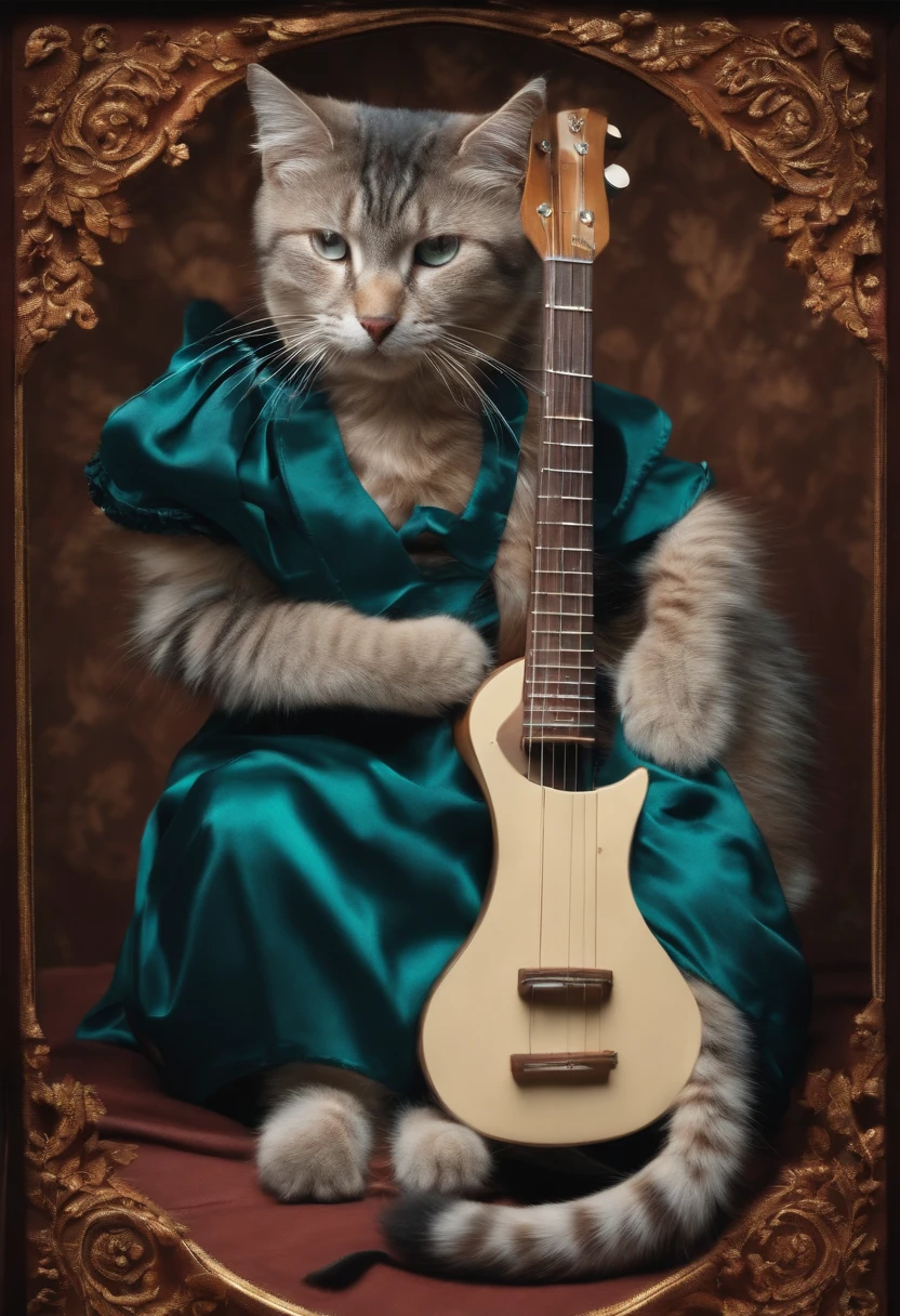 Katze mit Gitarre