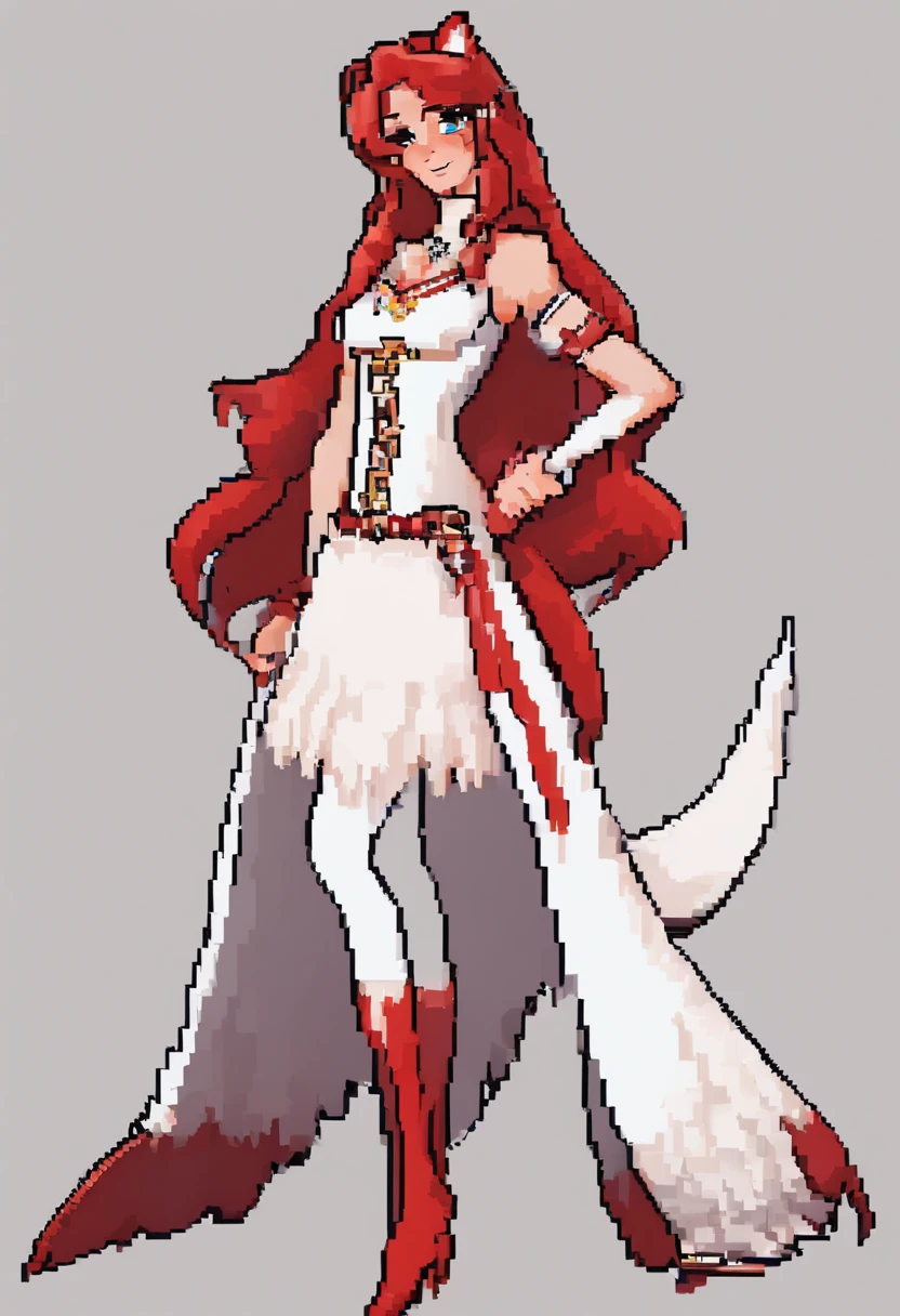 uploaded on e621, beautiful and detailed portrait of a (((feminine))) female anthro , uploaded to e621, ((by Kilinah, (by Coffeesoda:1.1), by Hioshiru, by Kilinah)), cenematic lighting, female wolf, tail, torso, glossy fur, glossy hair, white fur, red dress, normal female body, full body, Red heels