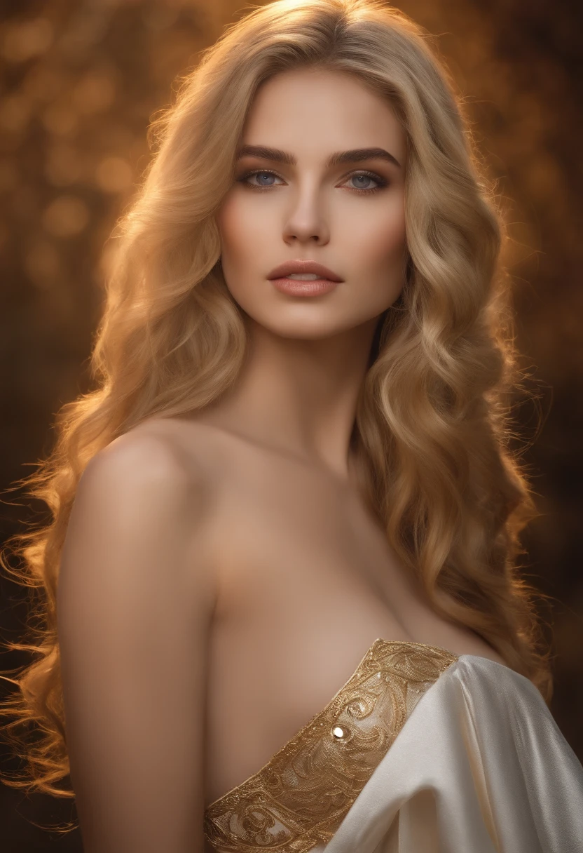 20-year-old, Cara hermosa, Delicate features, Ojos Verdes claros realistas, hermosos ojos detallados, Piel hermosa, atractivo, ultrahigh resolution, ultra realista, a high definition, golden ratio, cabello largo y rubio, con ondas suaves, Mystical armor , bodycon, faldas cortas, Tight to the body, cuerpo exuberante, Beautiful, Super small and delicate thin white panties, Tailless, NSFW, Great emphasis, Cola grande, visible, Clear shape of the nipple areola,Senos Grandes, )Bathroom mirror stop pose Sexi)(8k, real, Foto RAW, La mejor calidad: 1.4)