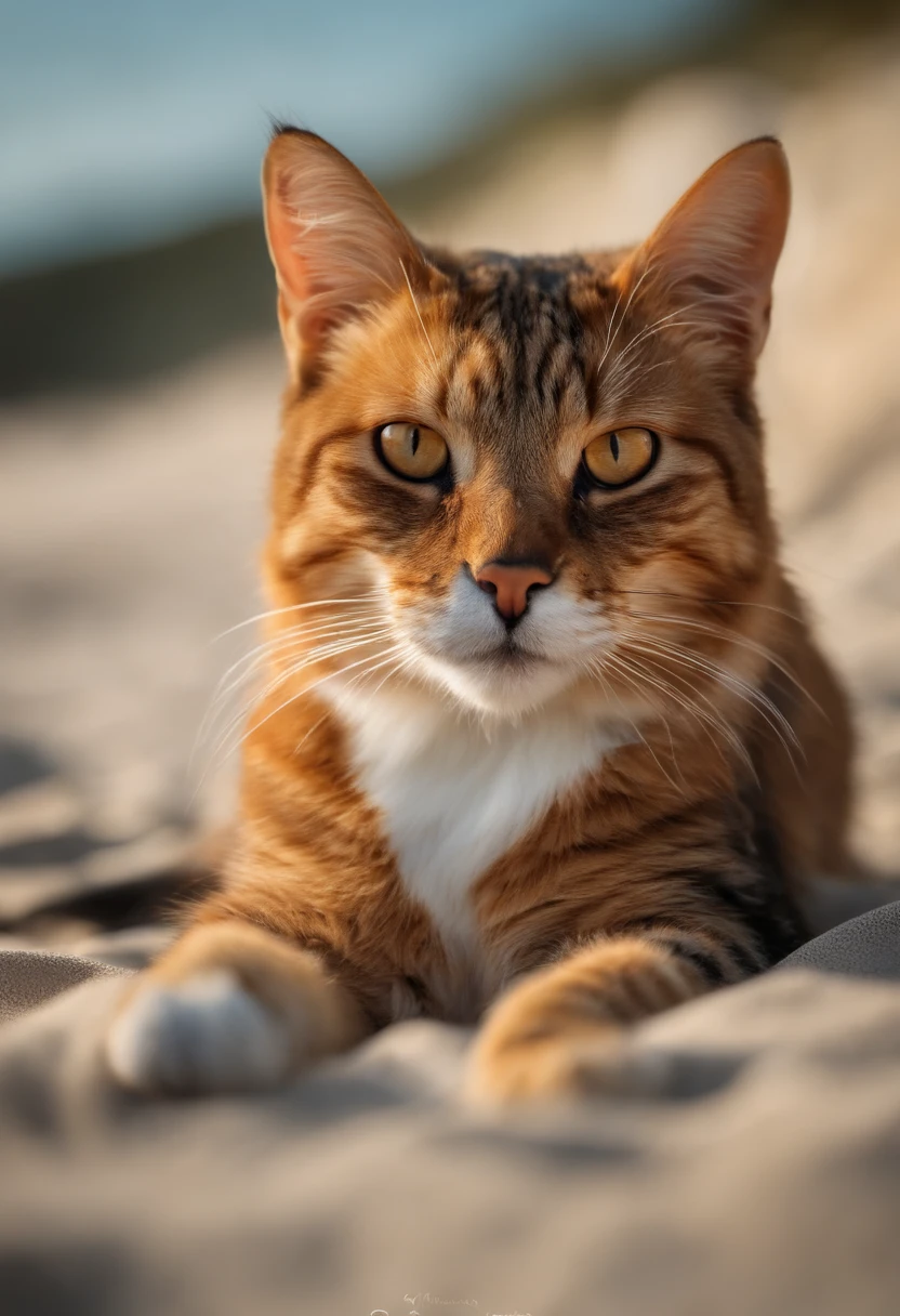 Katze liegt am strand