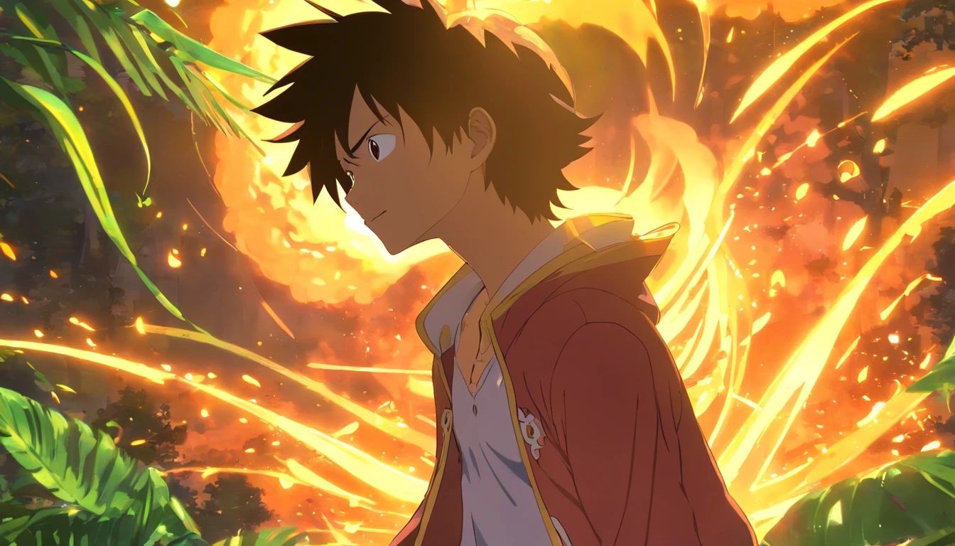 Crie posters emocionantes,Apresenta Luffy como protagonista "one piece" No calor do momento. Capture the essence of your fiery determination and indomitable spirit,Pois ele desencadeou sua ira sobre seus inimigos. Mantenha-o curto, ousado, E transmitem fortemente o poder bruto da raiva de Luffy., hypnotic, androgynous, gadgetpunk, tiro no rosto, Cinema4D rendering, profundidade de campo, Tapestry, Cor preta, classical realism, Brilha com pouca luz, Ultra foto realsisim, Shadows Dramatic, Estilo filme noir, 4k