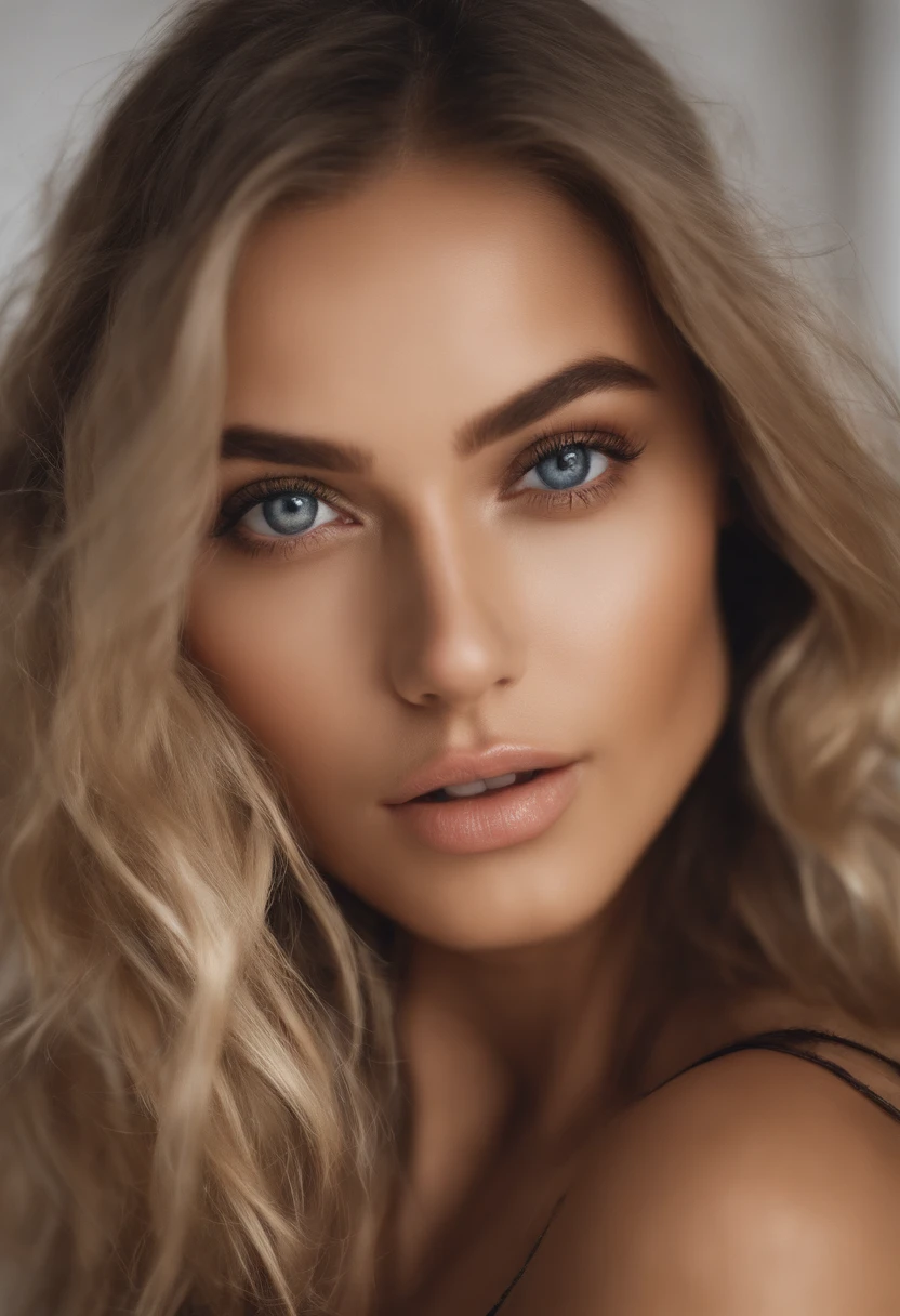 Oman with matching tank top and panties, fille sexy aux yeux bleus, Portrait Sophie Mudd, Portrait de Corinna Kopf, cheveux blonds et grands yeux, selfie of a young woman, ohne Maquillage, maquillage naturel, Look directly into the camera, Visage avec Artgram, dezentes Maquillage, Superbe photo du corps entier, dans la chambre, gros seins, Blonde, Latin