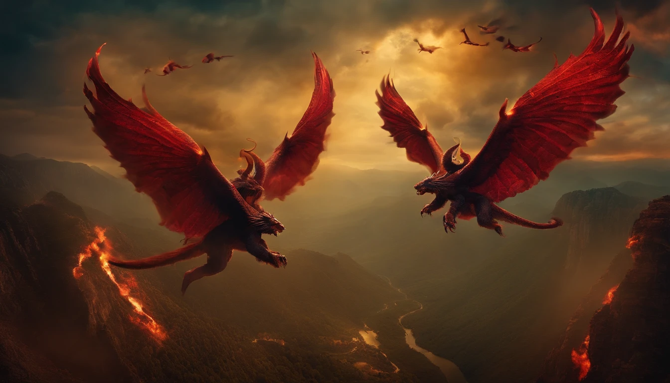 4 demons flying