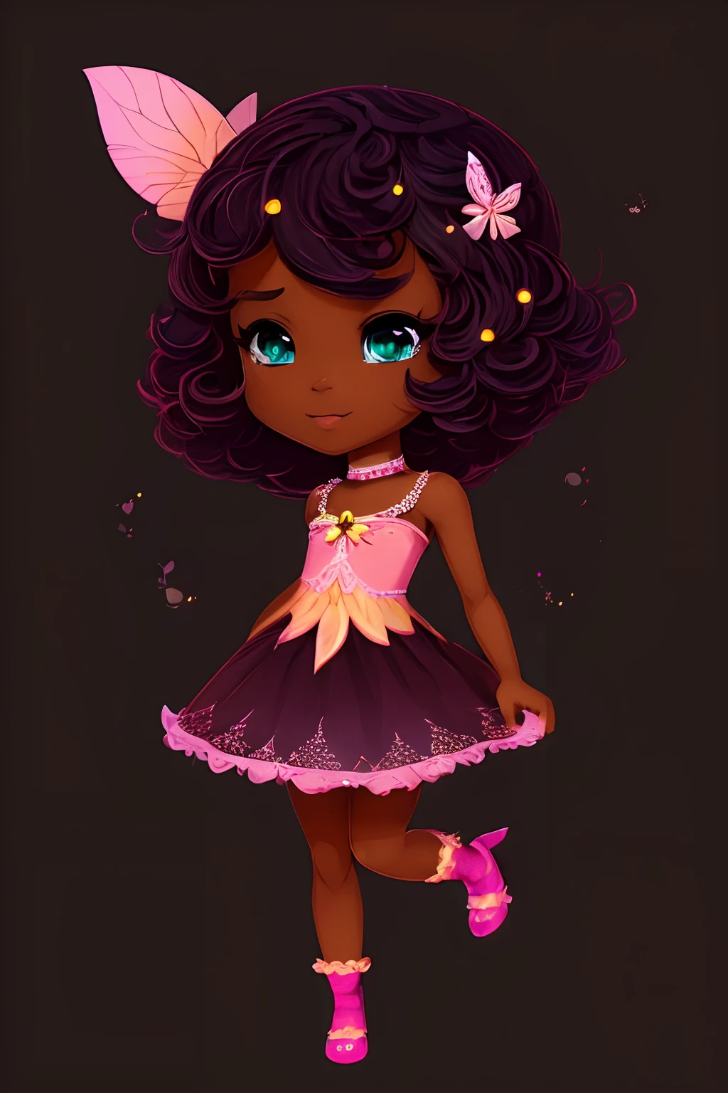 (((dark skin))) cartoon fairy , cute detailed digital art, by Jeremiah Ketner, pixie character, cute digital art, advanced digital chibi art, chibi art, inspired by Jeremiah Ketner, official illustration, adorable digital painting, cute art style, portrait of fairy princess, cute cartoon character, chibi, ryan glitter concept artist, cute artwork