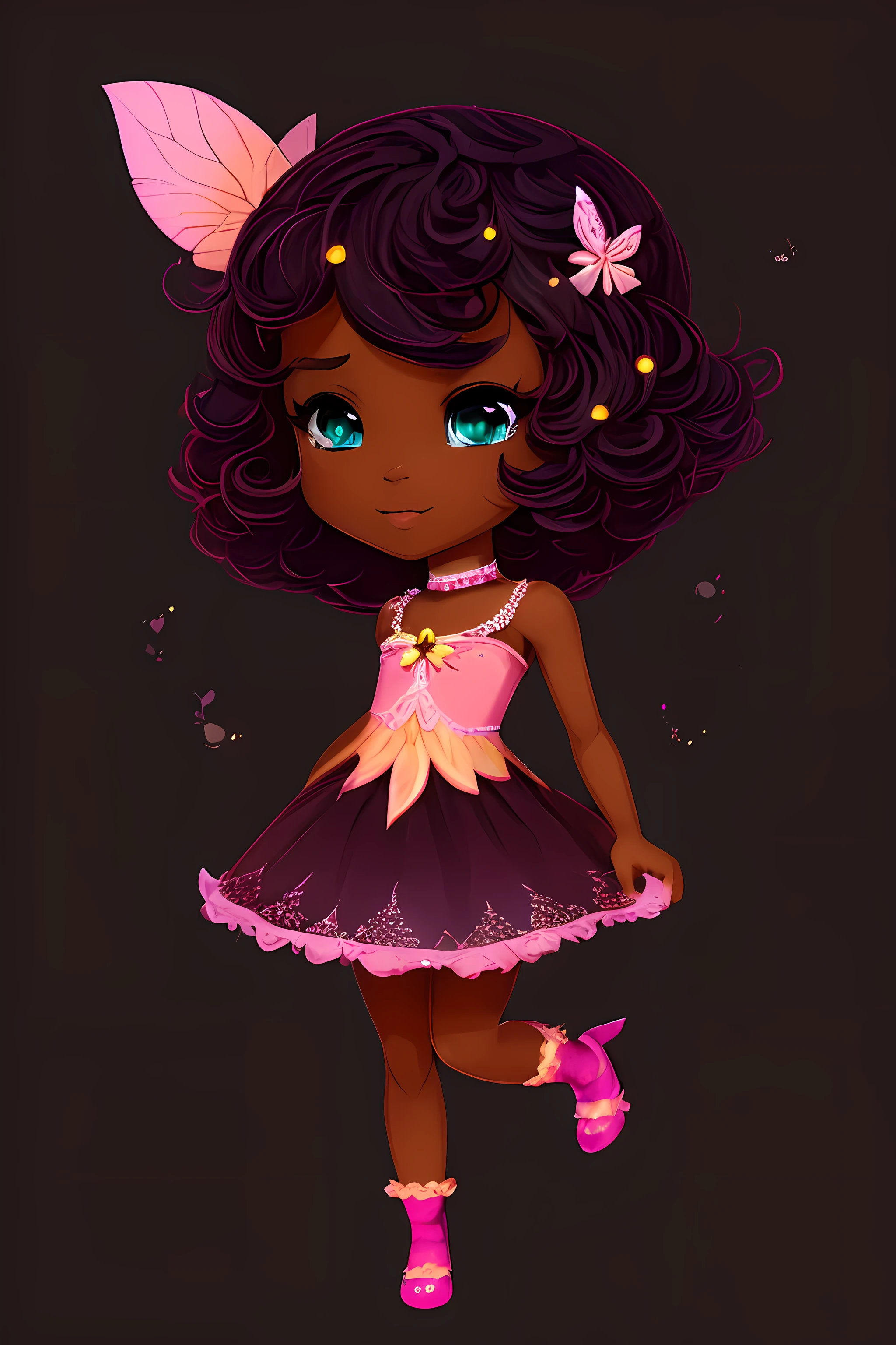 (((dark skin))) cartoon fairy , cute detailed digital art, by Jeremiah Ketner, pixie character, cute digital art, advanced digital chibi art, chibi art, inspired by Jeremiah Ketner, official illustration, adorable digital painting, cute art style, portrait of fairy princess, cute cartoon character, chibi, ryan glitter concept artist, cute artwork