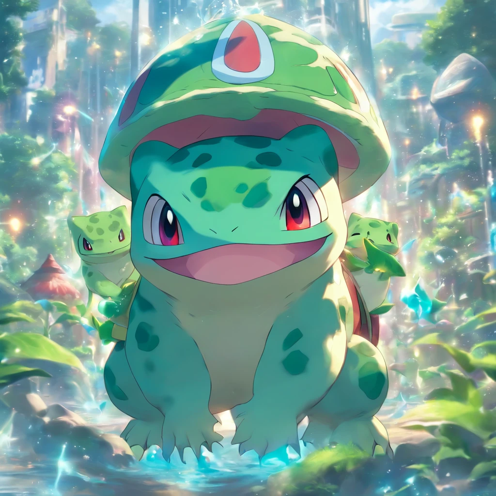 Bulbasaur and Pokémon trainer with frog hat,Highest image quality,Cinematic texture,A masterpiece,tmasterpiece,
