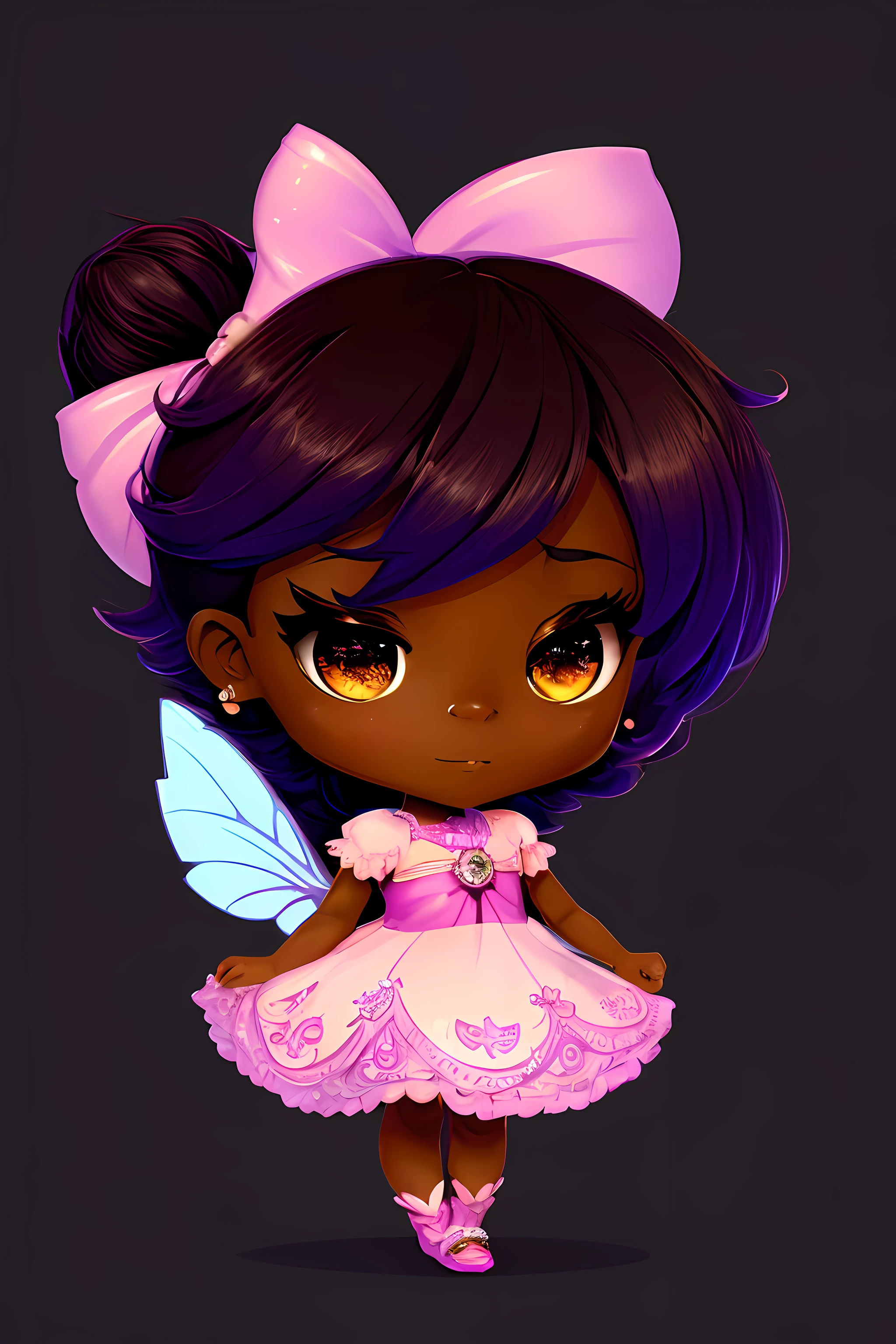 (((dark skin))) cartoon fairy , cute detailed digital art, by Jeremiah Ketner, pixie character, cute digital art, advanced digital chibi art, chibi art, inspired by Jeremiah Ketner, official illustration, adorable digital painting, cute art style, portrait of fairy princess, cute cartoon character, chibi, ryan glitter concept artist, cute artwork