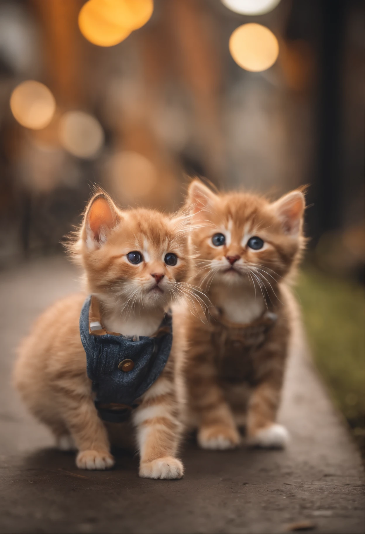 I have two little kittens, a cute little cat, cute kittens, Cutest, Incredibly cute, Adorable and cute, And cute and lovely. They are walking down the street with backpacks, Walking together, commute, Proudly walk down the street, And the cat is walking. They are cute in the style of 🍂 and 🍁, Adorable and cute, Cute and adorable, oh, nice and cute. They are known as real-life Tom and Jerry.