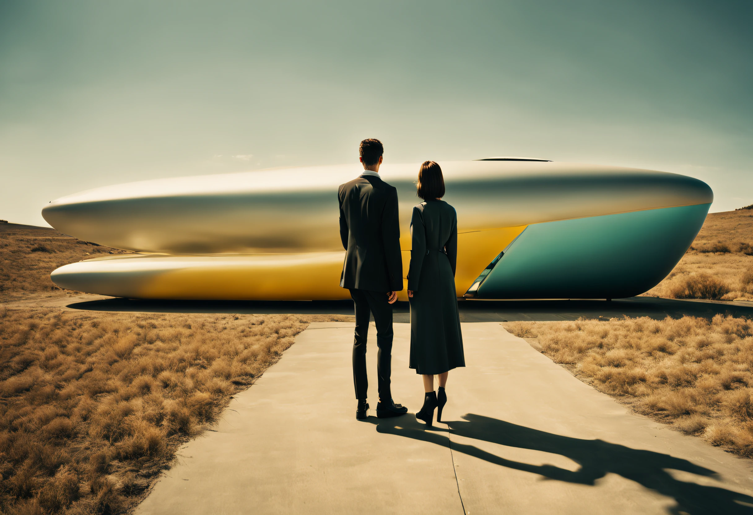 ((warped distortions, conceptual photography, individuals and abstract forms in tandem)), a couple standing, Todd Hido style, stark minimalism, backlit lighting, warm color tones, pointofview, futurism, mixed media, sharp details, shot on Hasselblad H6D400c with prime lens, rhythm, harmony, symmetry, saturation, sharpness, timelapse, HDR photography, Masterpiece, good composition, best quality, 8K, high res, ultra-detailed, cinematic look