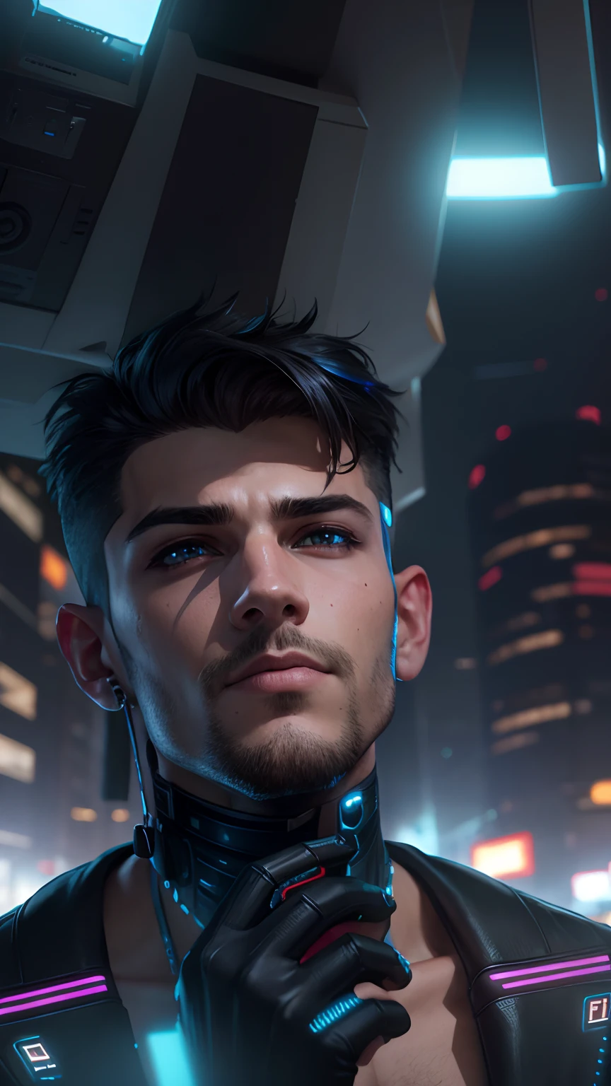 Background change cyberpunk handsome boy, ultra realistic 8k