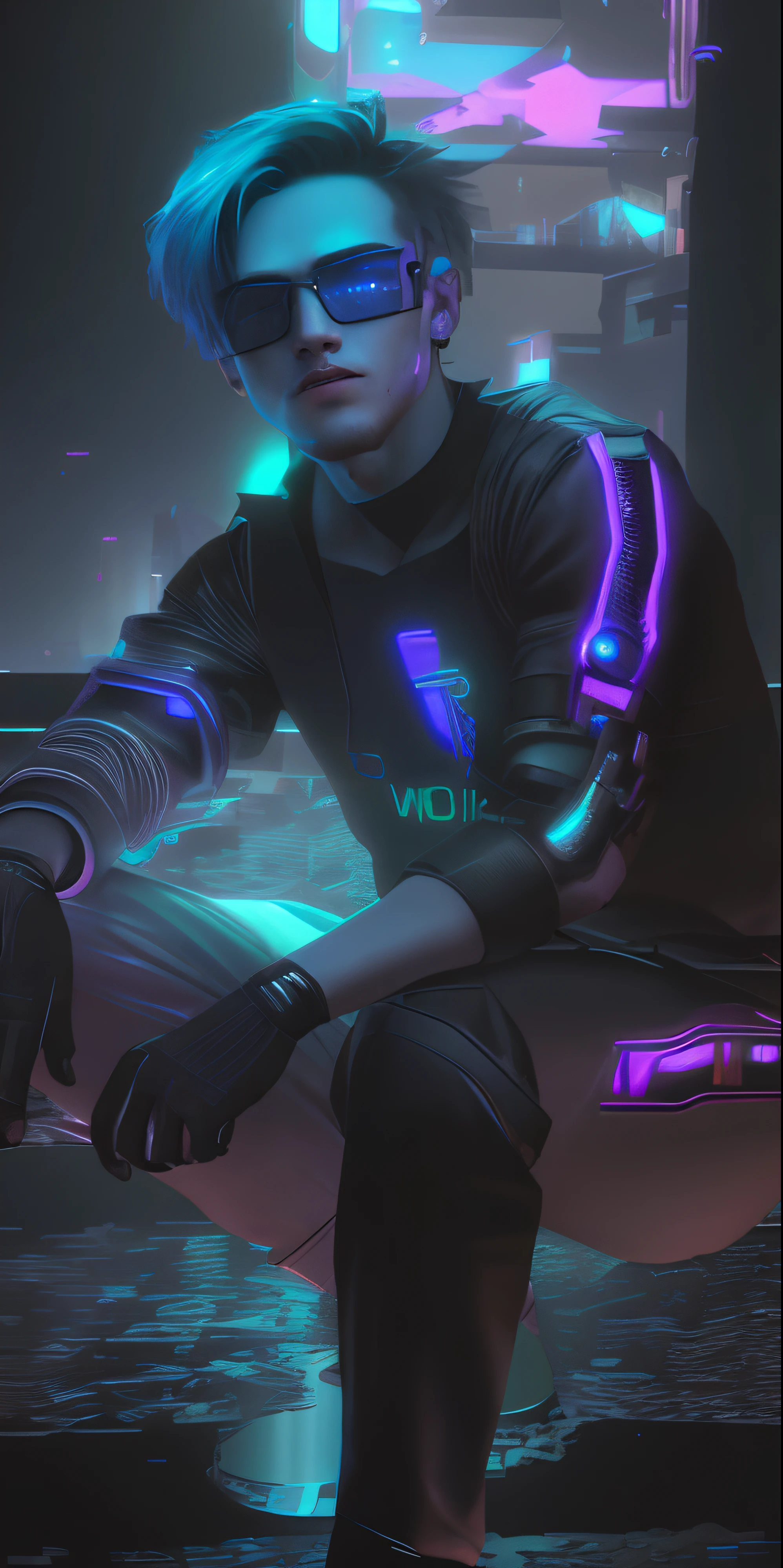 Change background cyberpunk handsome boy, ultra realistic 8k