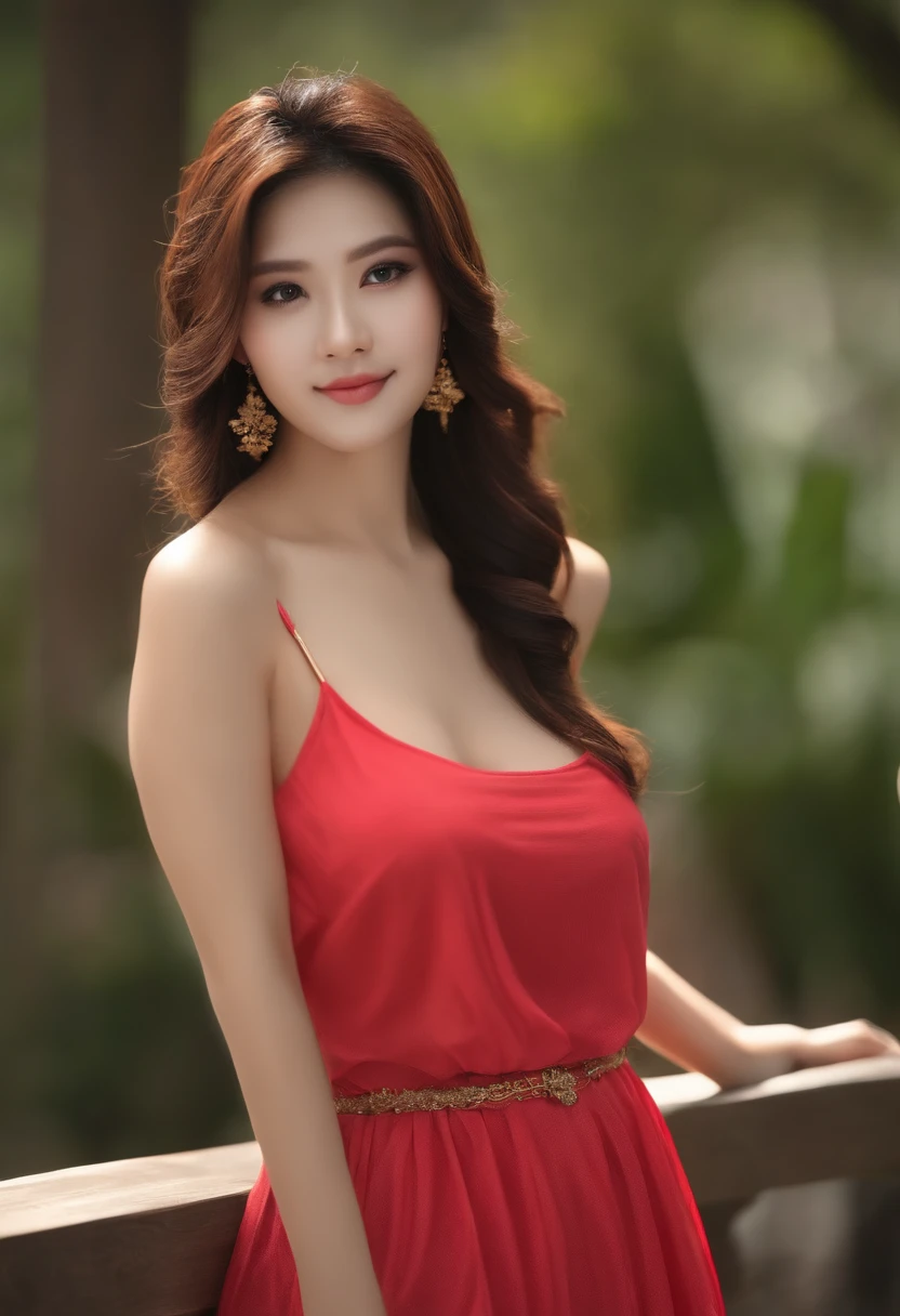 Asian women，tmasterpiece，Highest quality，photorealistic realism，Tremendously beautiful，Very detailed，Female characteristics are distinct，huge boob，whole body display，wearing short skirt，Plate hair，1 woman