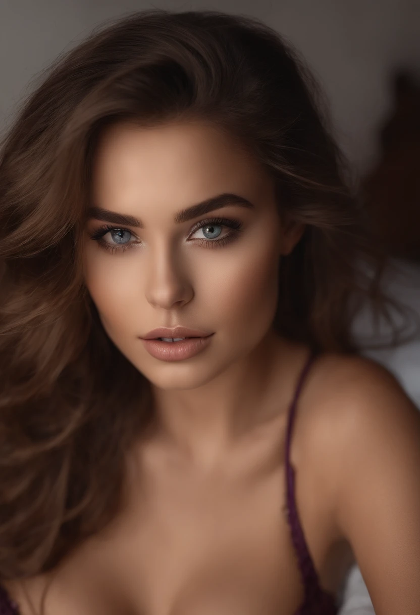 Arafed Mujer totalmente , Chica sexy con ojos marrones, ultra realista, meticulosamente detallado, Retrato Sophie Mudd, brown hair and large eyes, selfie de una mujer joven, Ojos del dormitorio, Violeta Myers, sin maquillaje, Maquillaje natural, staring directly into camera, cara con artgram, maquillaje sutil, Impresionante foto de cuerpo completo en la cama, En el dormitorio, Medium to large size bust, sin ropa, desnuda
