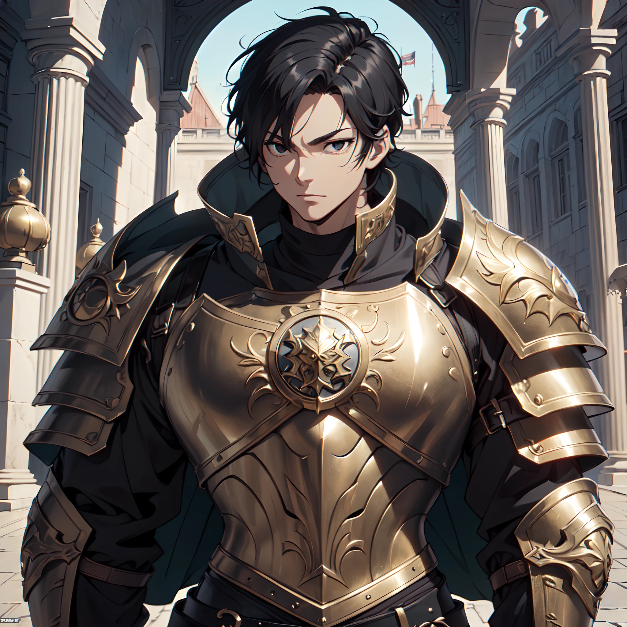 128K Ultra High Definition,
128K Ultra High Quality,
128K Ultra High Resolution,
Best Definition,
Best Quality,
Best Resolution,
Perfectly Detailed,
Perfectly Designed,
Extremely Detailed,
Extremely Designed,
Hyper Detailed,
Hyper Definition,
Hyper Quality,
Hyper Resolution,
Masterpiece,
(((Anime))),
Body Shot,
(((Boy))),
Handsome,
Muscular Body,
(((Black Short Hair))),
(((Black Eyes))),
(((Hyper Detailed & Perfectly Designed Bronze Armor Plates))),
(((Hyper Detailed & Perfectly Designed Engraving Baron Armor))),
(((Inside Of Medieval Royal Palace Background Scenery))),