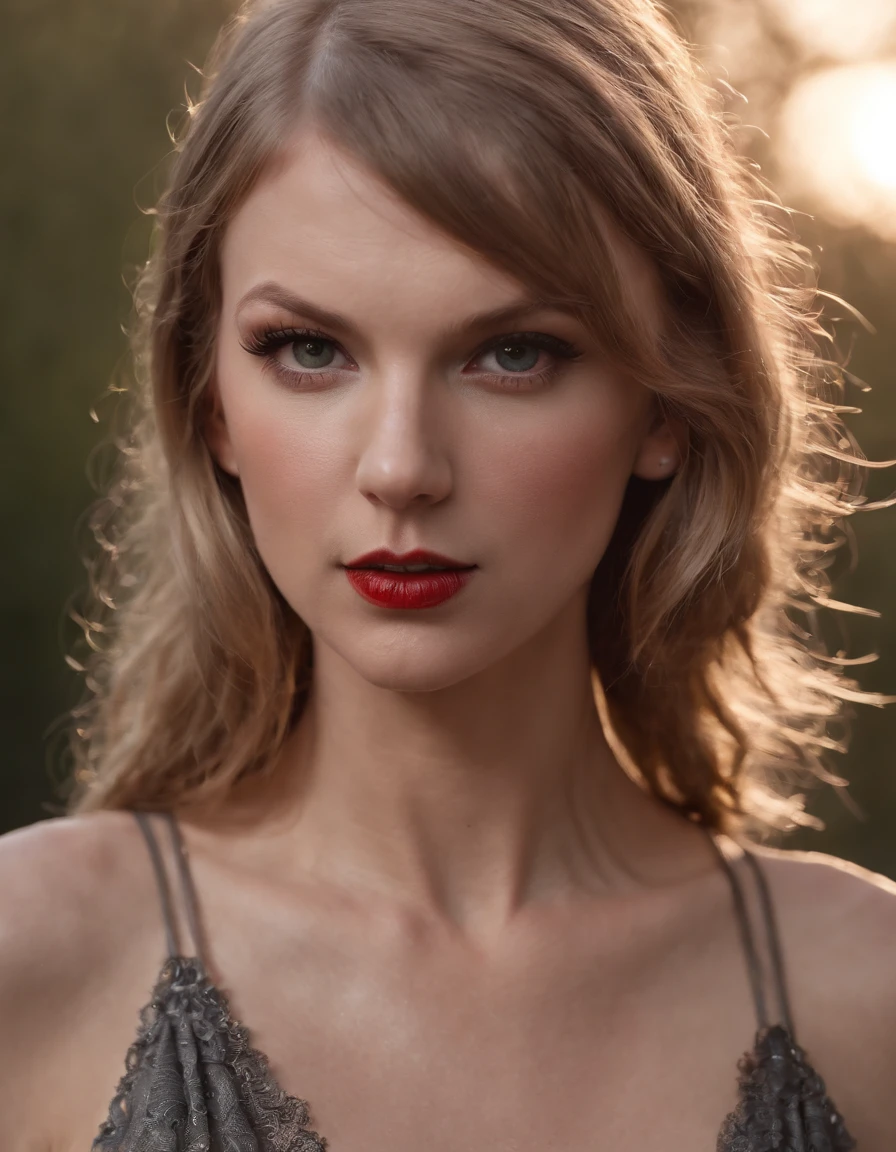 metallic texture, Taylor Swift as a zombie from the walking dead TV show, decomposing face, blood on face, cemetery background, full moon, evening, angry, dynamic pose, realistic, hyperealistic, cinematic, ray tracing, rim lighting, full body shot, 8k, hi quality, masterpiece, HD, octane render