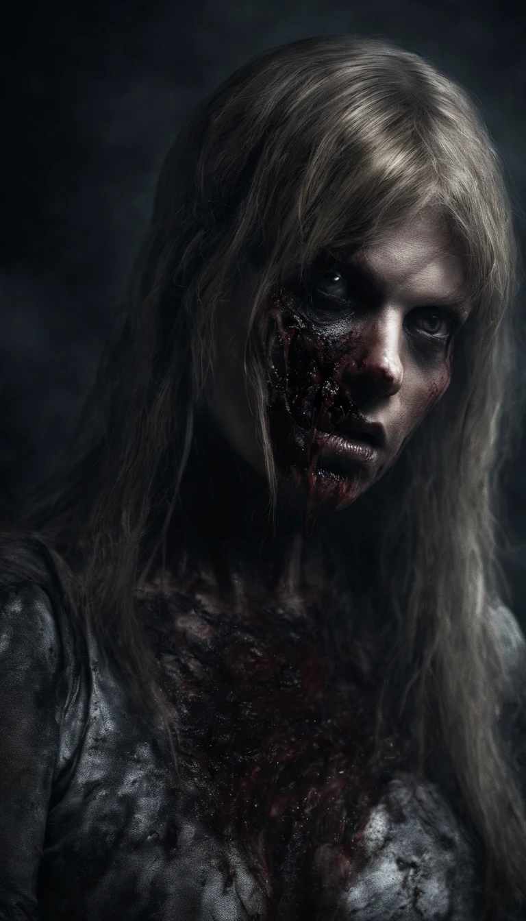 metallic texture, Taylor Swift as a zombie from the walking dead TV show, decomposing face, blood on face, cemetery background, full moon, evening, angry, dynamic pose, realistic, hyperealistic, cinematic, ray tracing, rim lighting, full body shot, 8k, hi quality, masterpiece, HD, octane render