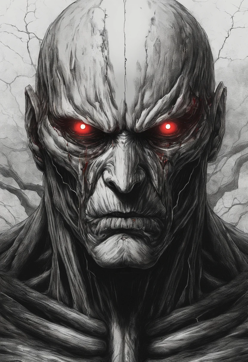 colossal titan with red eyes that controls lightning and storms