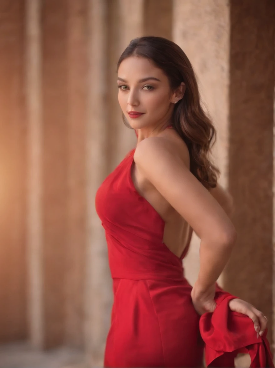 Photorealsitic、Photo of beautiful woman in her 20s、Dancing Salsa、RED dress、top-quality