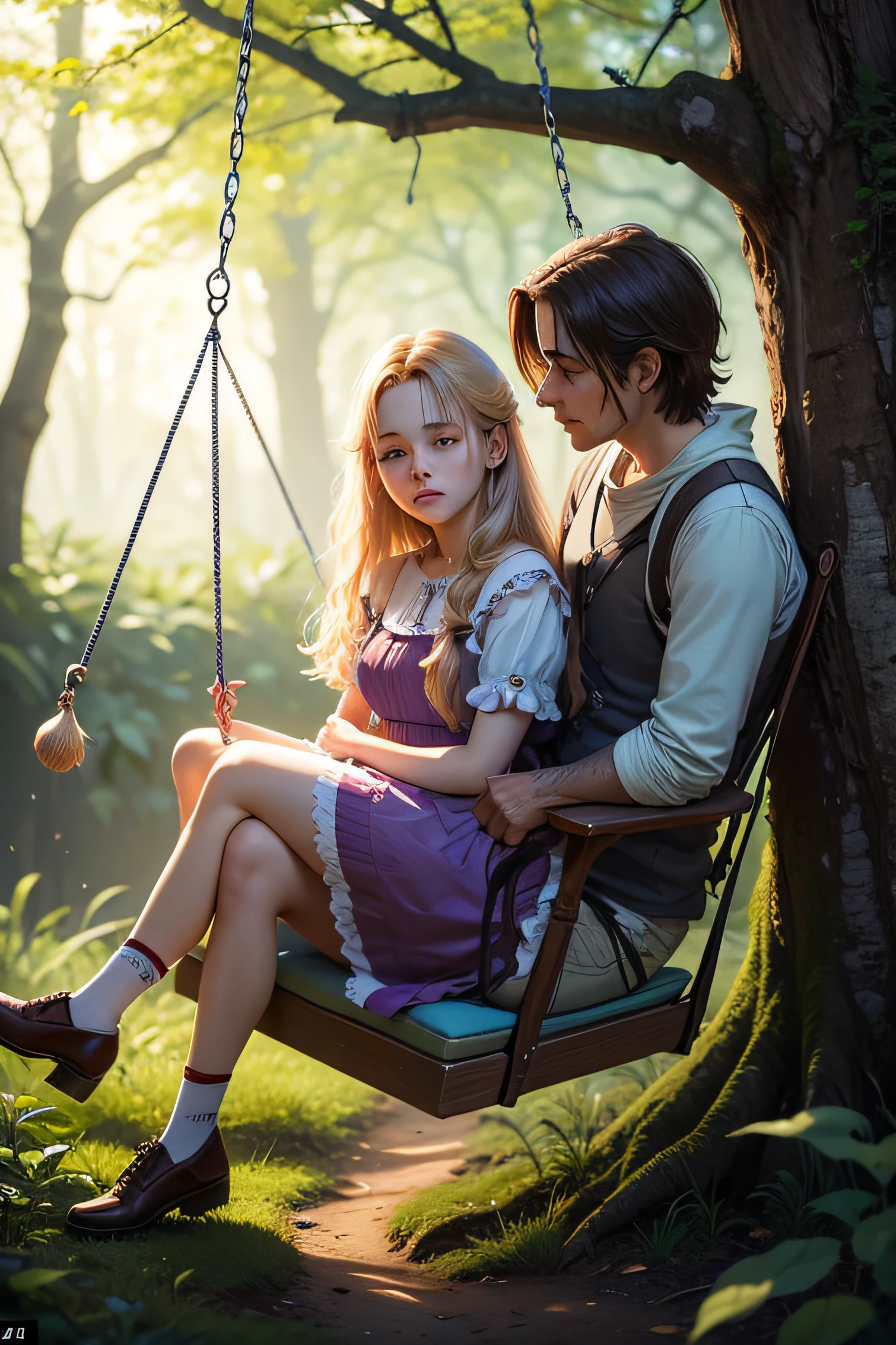 Era uma vez uma jovem chamada Alice, queava em uma pequena cidade distante de tudo. She was a sweet, dreamy girl, But his life was solitary, for he had not many friends in that place.
Alice vivia em uma bela casa no campo, cercada por vastos campos de flores coloridas. Ela passava seus dias cuidando do jardim e apreciando a natureza ao seu redor. But, sentia uma tristeza silenciosa por estar sempre sozinha.
Um dia, while venturing out on a long hike through the nearby woods, Alice found a beautiful tree with a swing hanging from one of the branches. The girl felt an immediate connection to that place and decided to come back every day to rock.
While Alice enjoyed that moment of peace swinging in the woods, She began to notice a melodious singing. It was an unusual bird, with vibrant colors and a corner so beautiful it seemed to soothe her loneliness. Intrigada, Alice began to bring pieces of food to the tree, drawing the bird closer.
Com o tempo, Alice started talking to the bird. Even if he didn't understand the girl's words, He seemed to understand her loneliness and sadness. The bird's presence became a source of comfort and companionship for Alice.
Um dia, while Alice swayed in the woods, um jovem chamado Daniel apareceu. Ele tinha perdido o caminho durante uma caminhada e estava procurando ajuda. Alice o acolheu em sua casa, and they struck up a special friendship.
Daniel also shared a passion for nature, e os dois passavam dias explorando juntos. Alice's loneliness began to diminish, pois agora ela tinha um verdadeiro amigo ao seu lado.
Conforme o tempo passava, a amizade entre Alice e Daniel se transformou em amor. They needed nothing more than each other's company to feel complete. The once lonely house was now filled with laughter and love.
The bird, always present in the swing tree, parecia sorrir com a felicidade dos dois. Alice noticed that her melancholy singing agor