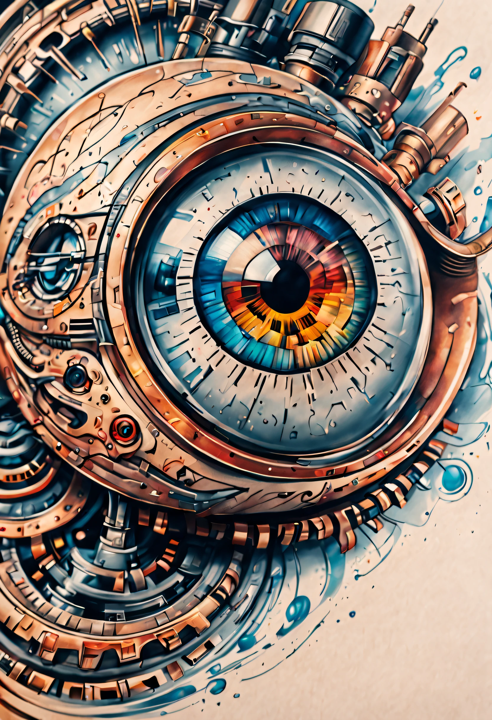 Detailed tattoo sketch of a high tech eyeball