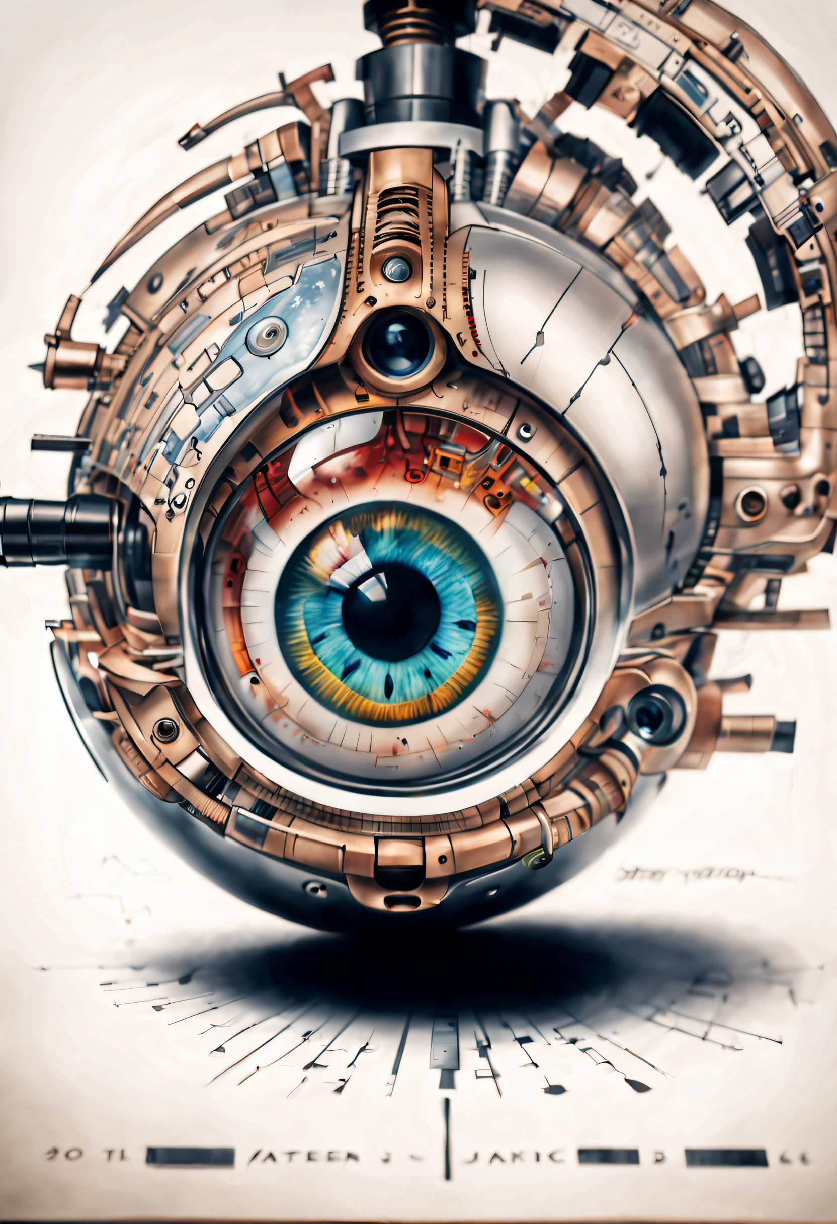 Detailed tattoo sketch of a high tech eyeball