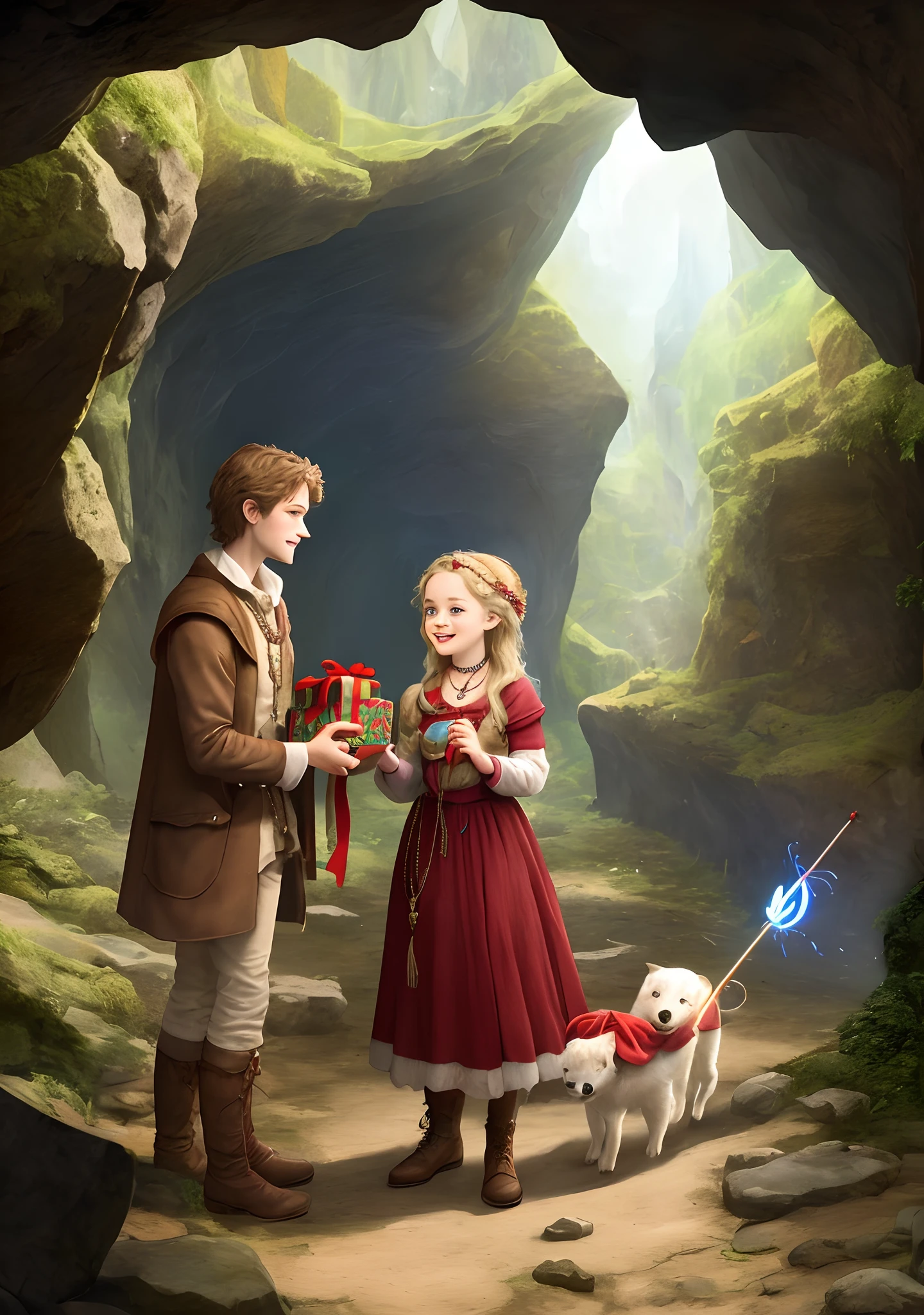 With the help of animal friends and their magic wand, Anne, a child, brought the necklace out of the cave secretly, and returned home;. Quando chegou, Hannah was so eager to deliver the gift to Peter that she couldn't wait