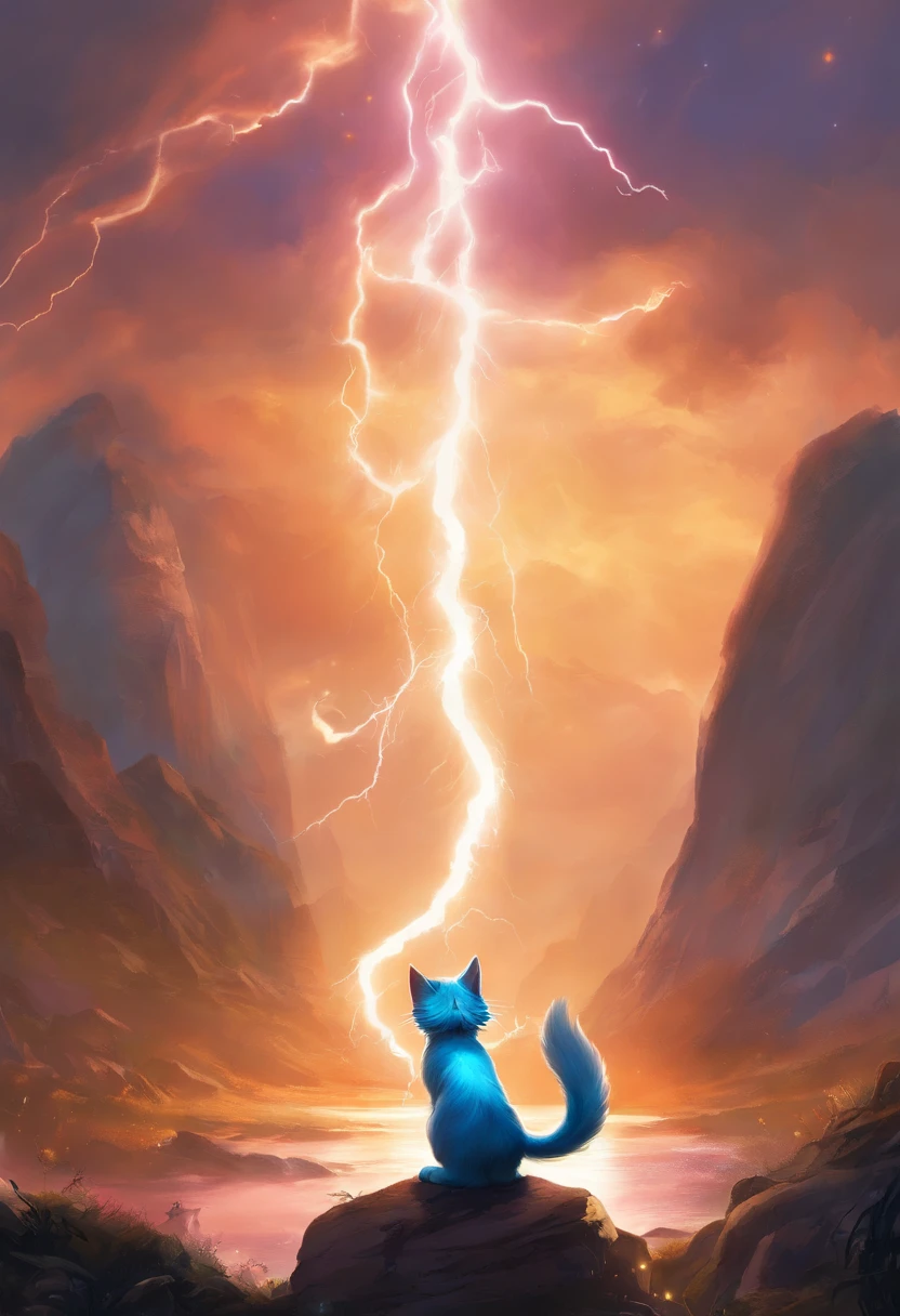 Smurf cat holding giant lightning warhammer