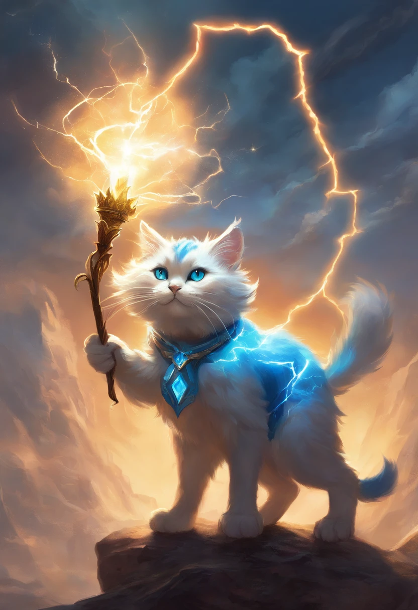 Smurf cat holding giant lightning warhammer