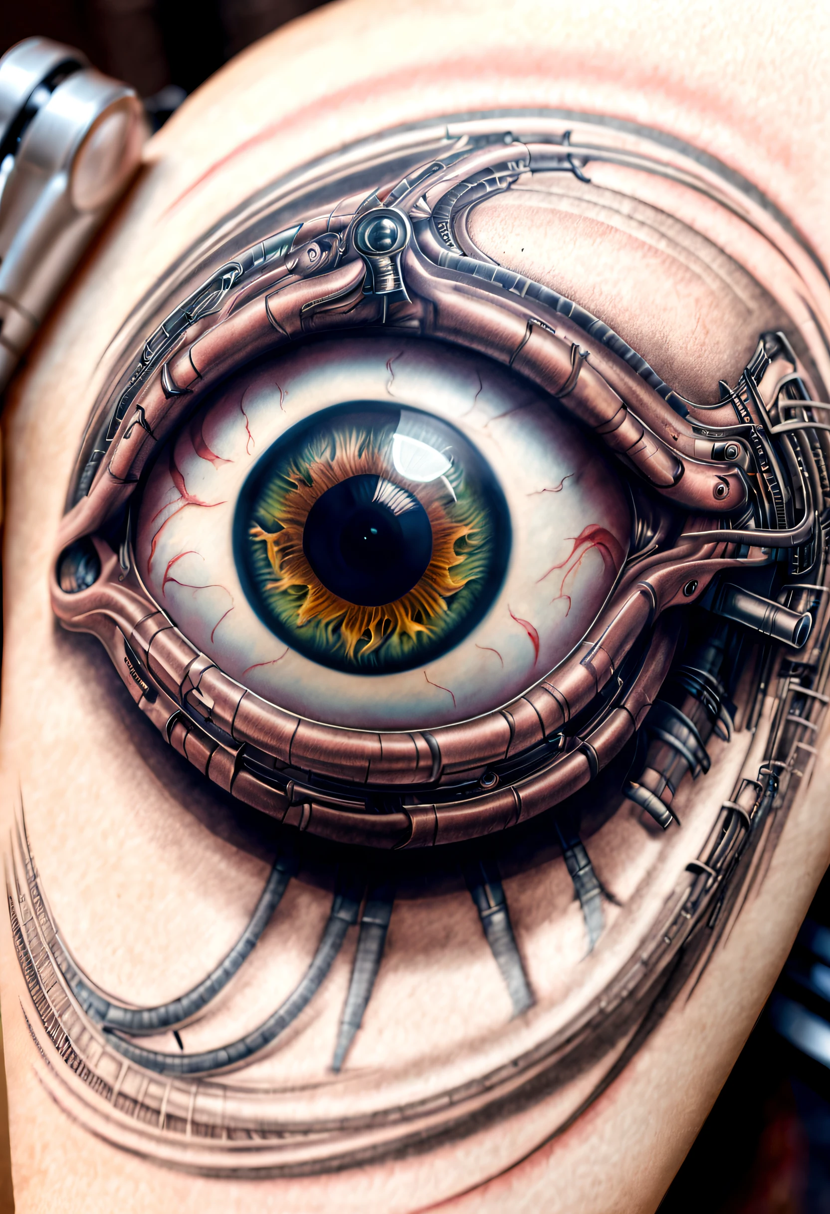 Detailed tattoo sketch of a high tech eyeball