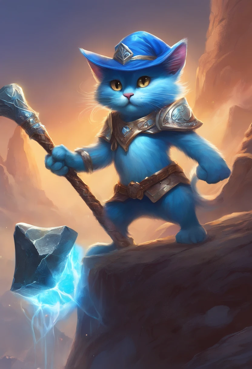 Smurf Cat holding giant battle hammer