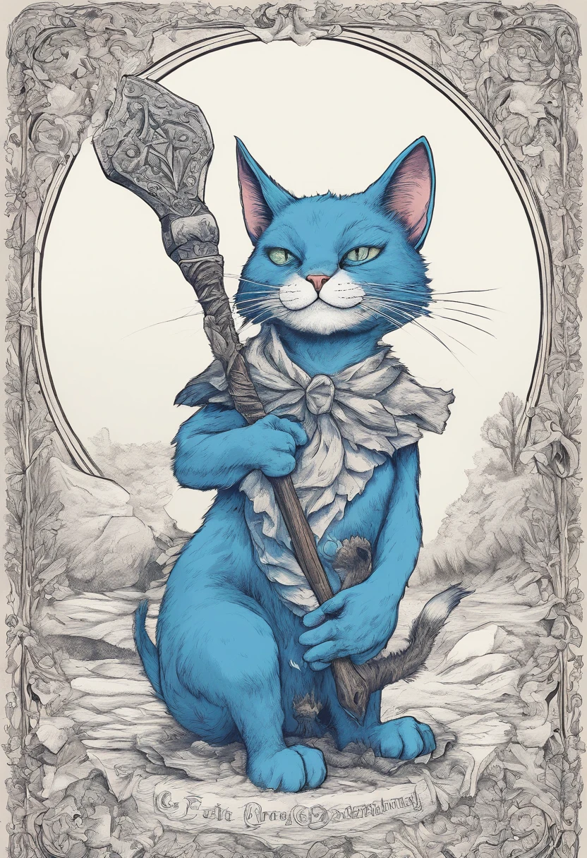 Smurf cat holding giant war hammer