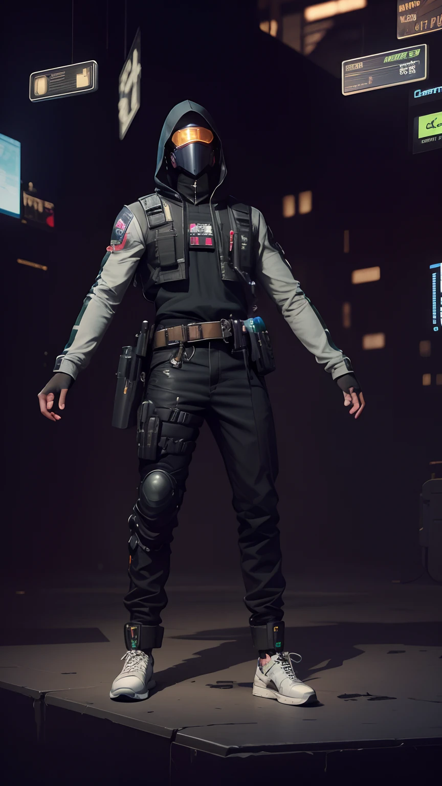 masterpiece, realistic dslr photo de vaquero mecha, con un traje negro y verde con una mochila, Cyberpunk asymetric Streetwear, Traje oversized cyberpunk, cyberpunk street goon, Uso cyberpunk, Techwear cyberpunk, Estilo cyberpunk silenciado, Lleva ropa de calle futurista estilo cyberpunk, Soldado cyberpunk del futuro, mercenario futurista, ambiente callejero, peligroso, ghetto, Estilo cyberpunk hiperrealista, japones, ronin, Toda la ropa negra holgada, capucha del hoodie sobre el cibercasco, crow in cyber armour, brazos mecanicos, brazos roboticos, cyborg, cibercasco HUD, tecnologia avanzada, alta tecnologia. futurista, imponente, agresivo, ropa desgastada, intimidante, musculoso, octane render, 4k, maya, substance, iluminacion cinematica, sci-fi scene, mejor calidad, hdr, autofocus, toma nitida, luz del atardecer, misterioso mercenario cyborg del futuro cyberpunk, dramatico, intrincado, no hay humanos, robotic, cyborg, mercenario, cibercasco, chupas!,