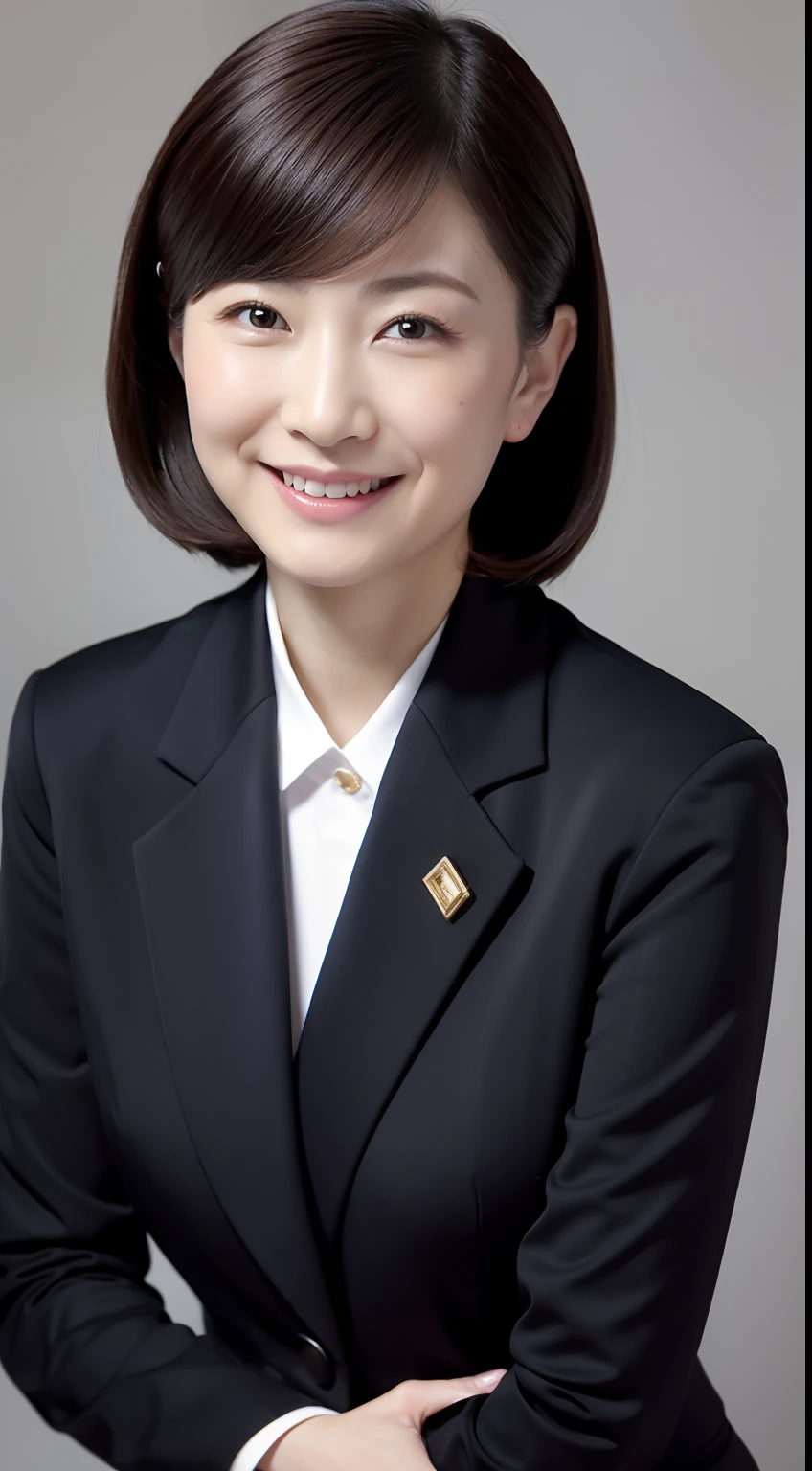 Masterpiece,Best quality, (maam. clerk:1), ((Portrait:1.3)), Cross arms, Smile,Tang suit,Long legs,skin hyper-detail,Clear pores,in a panoramic view,Cocked buttocks,black lence stockings,Beautiful young Japanese woman over 40 years old, Perfect face, Fantastic look, (Detailed facial features), Clean and nice face,The fingers are very beautiful