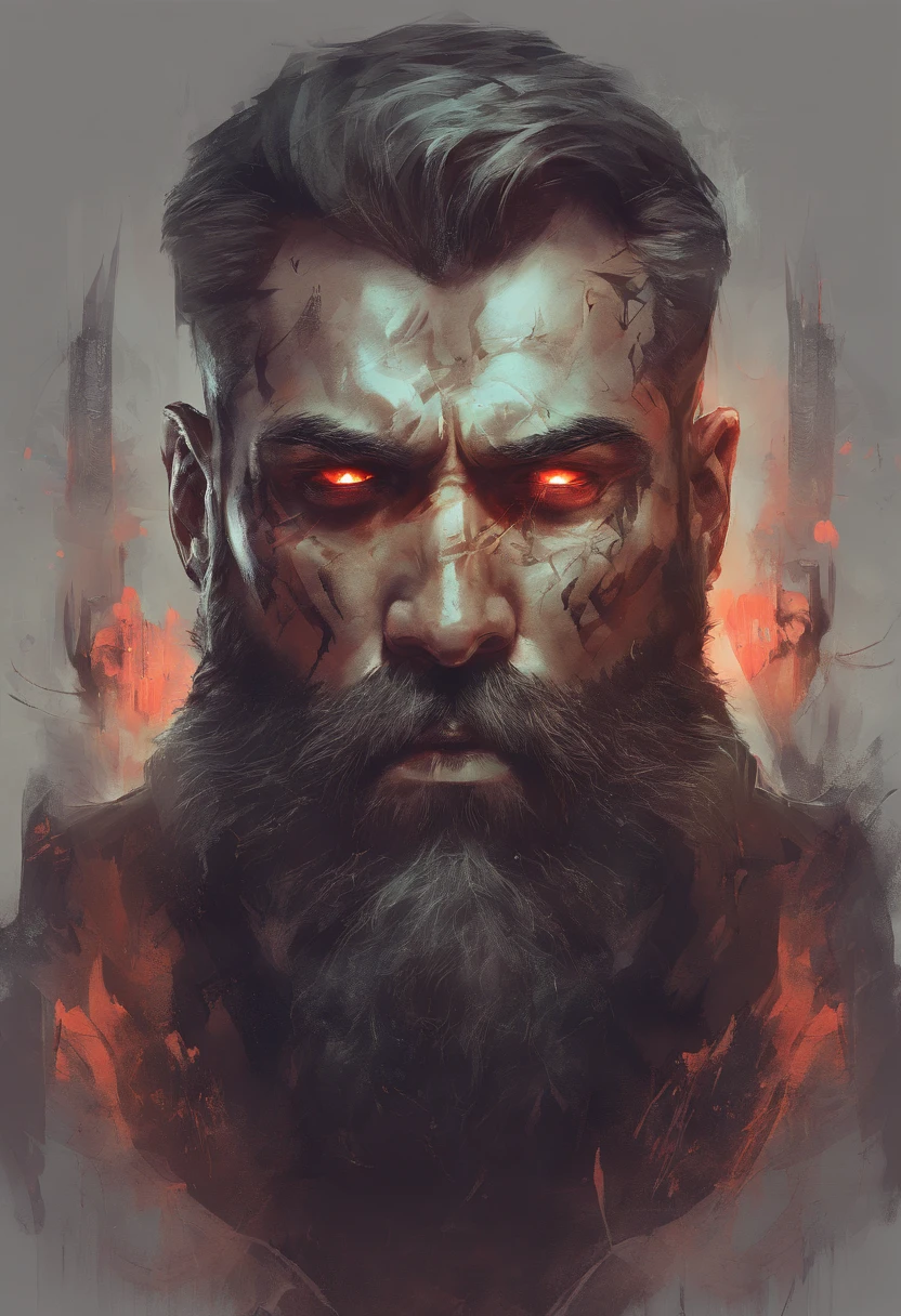 Bearded and muscular man with three eyes, inspirado em personagens gregos