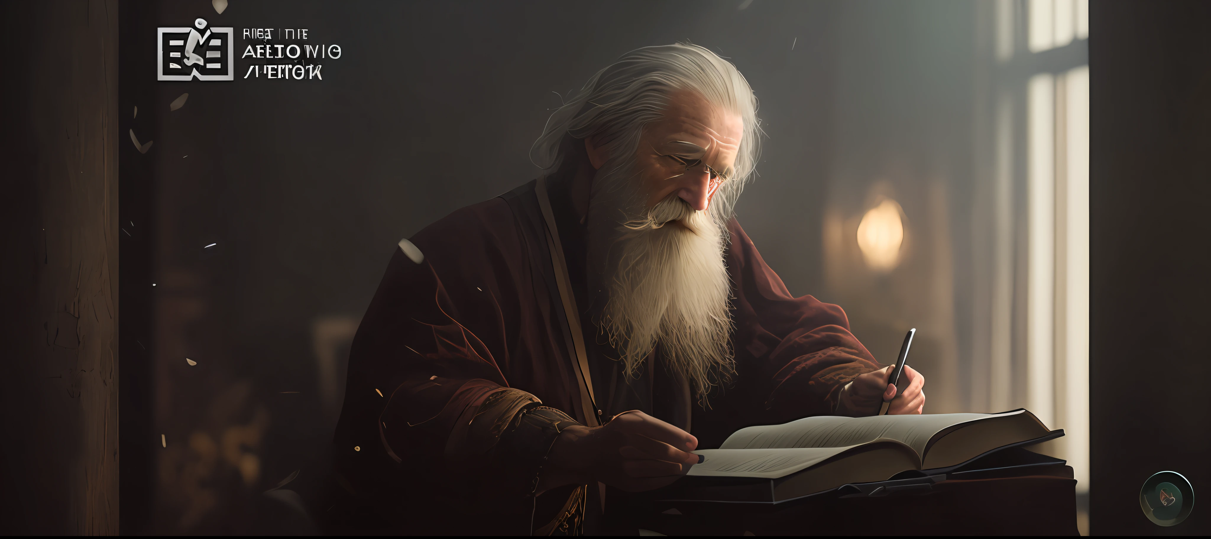 There is a man with a long beard and in, holding a book cinematic filmed epic portraits, wise old man, soft portrait shot 8 K, portrait color photography 4K, artistic portrait photography 8K, cinematic portrait, highly detailed VFX portrait, portrait of old man, portrait photo of an old man, portrait photograph 4 K, portrait shot 8 K,  cinematic realistic portrait